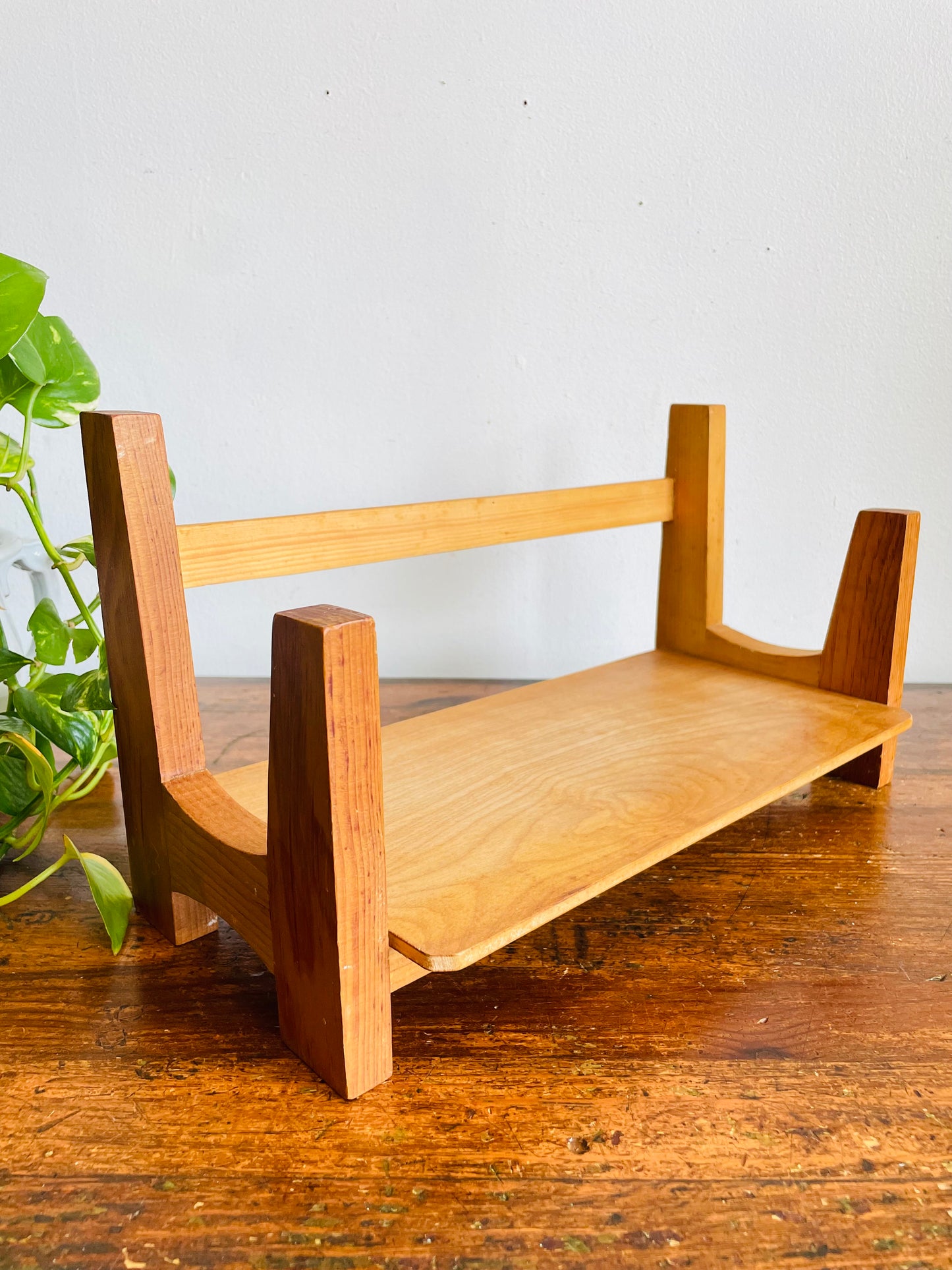 Vintage Wood Desktop / Tabletop Book Holder Trough or Cookbook Shelf