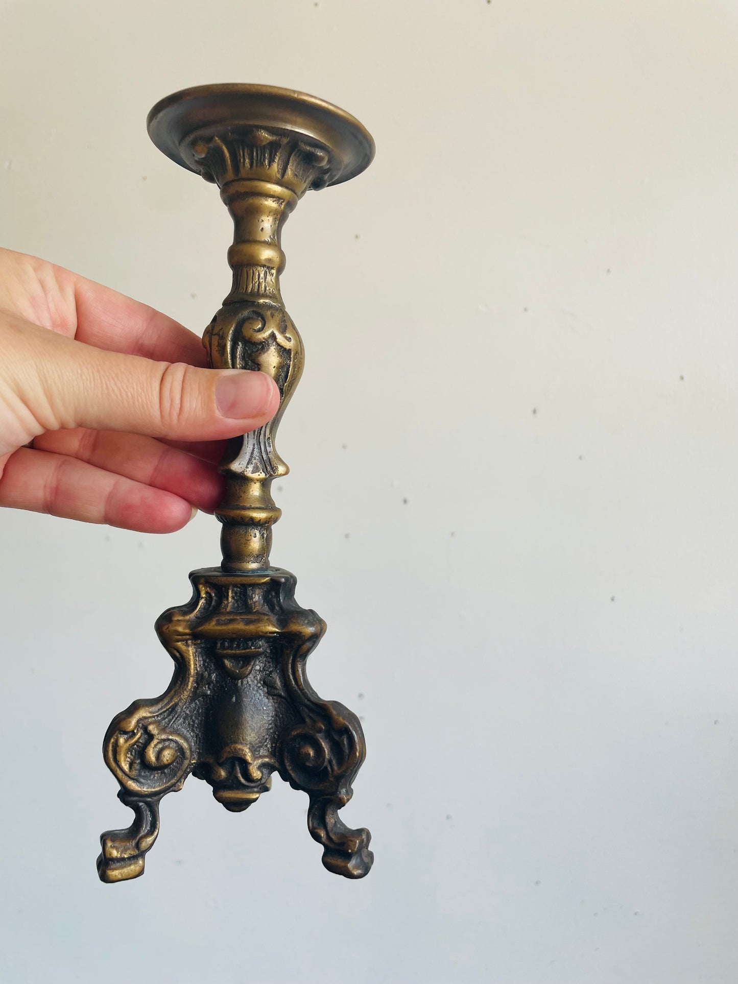 Vintage Heavy & Solid Brass Pricket Stick Candle Holders - Set of 2 - Can Unscrew & Take Apart