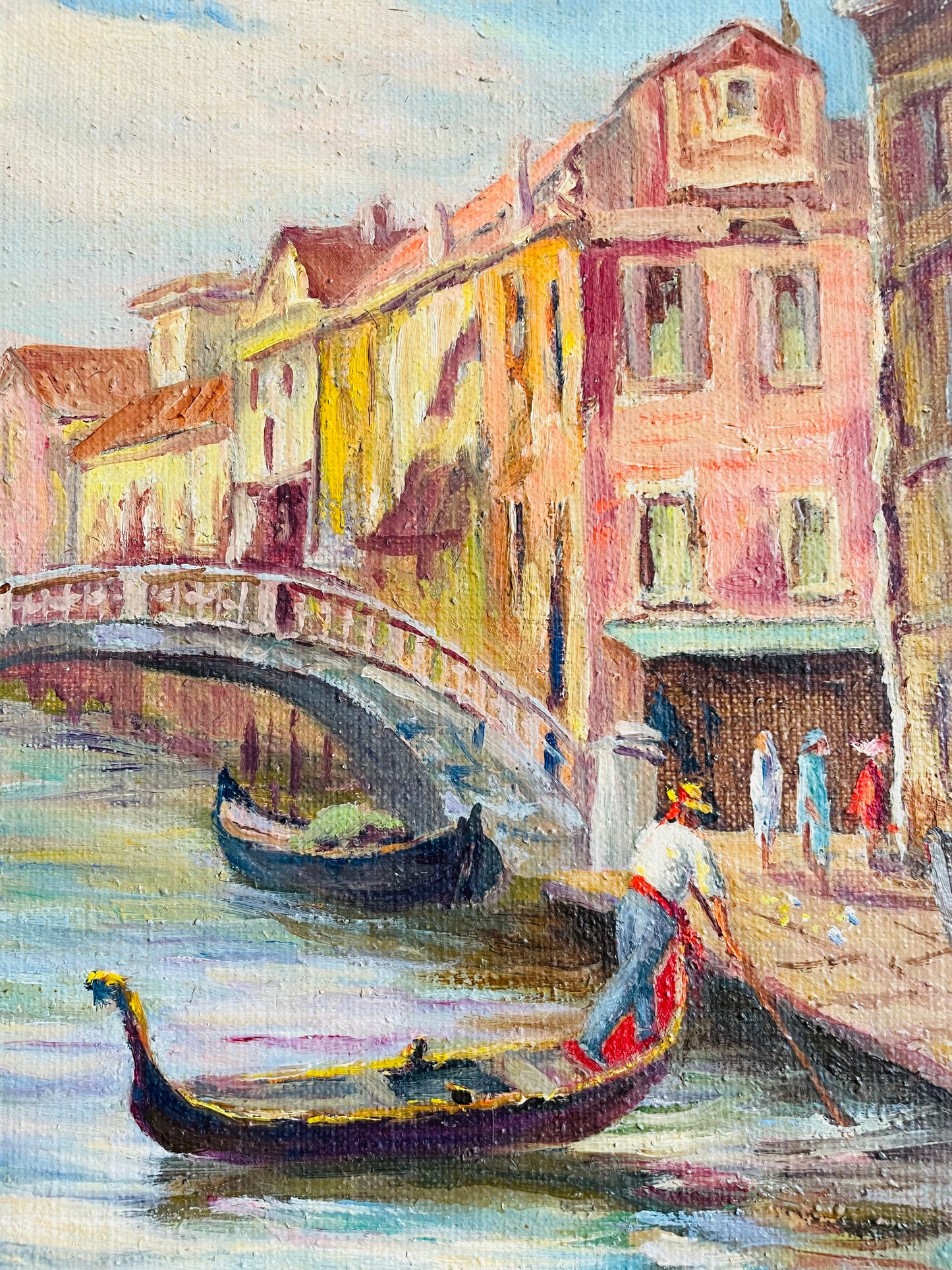 Vintage Original Art Painting Signed by Listed Hamilton Artist Juanita LeBarre Symington - "Canal Principal Venice" July 1975 - Original Sketch on Imported Linen Canvas