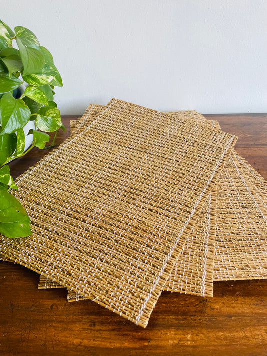 Woven Wood & Jute Placemats - Set of 6