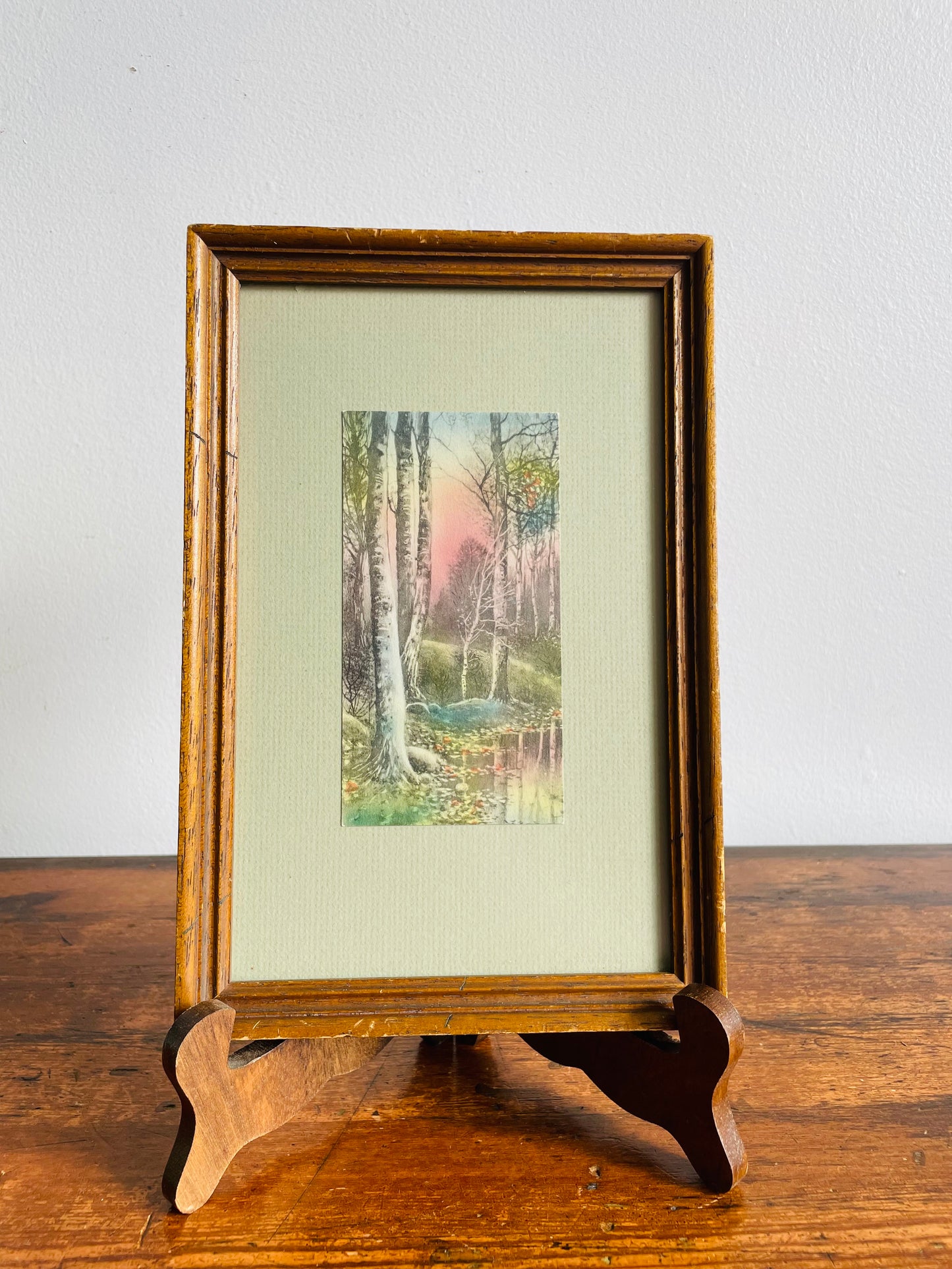 Framed Lithograph Print Picture of Sunrise Coming Through the Forest