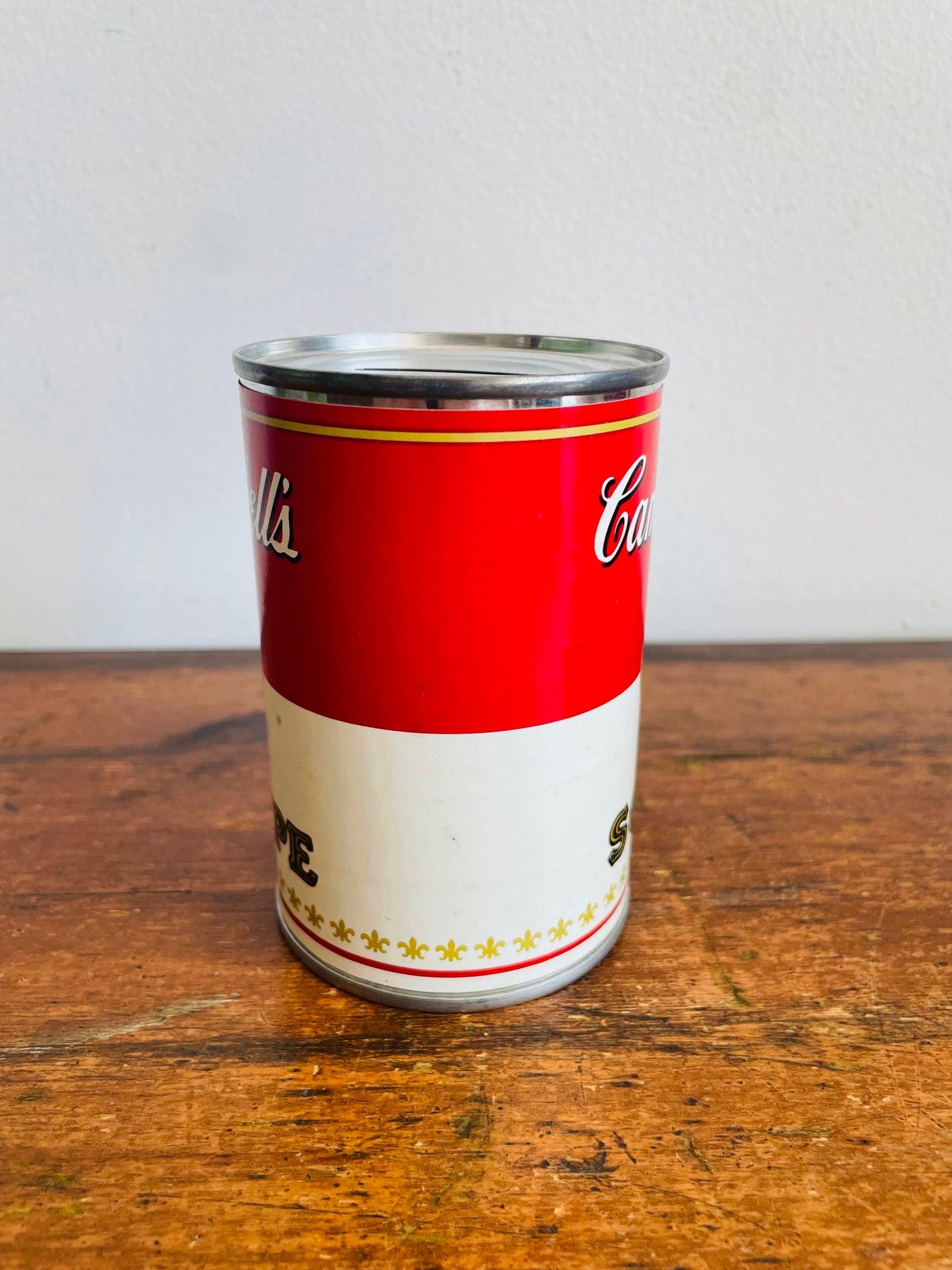 Vintage Campbell's Soup Tin Can Coin Money Piggy Bank - Fun Marketing Advertising