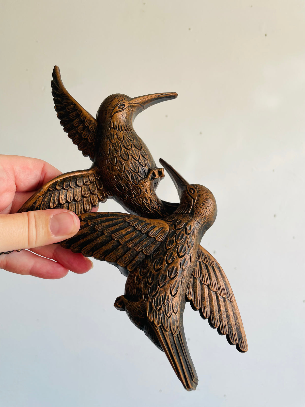 Vintage Dart Industries Wall Hanging Copper Toned Hummingbirds - Set of 2 Birds