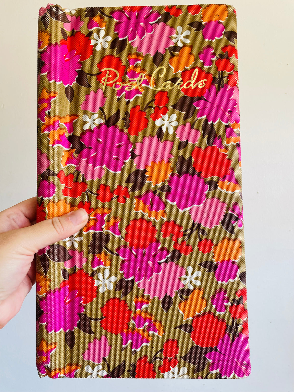 Vintage Groovy Flower Power Postcard Photo Album Scrapbook with Bright & Fun Floral Design - Made in Hong Kong - As-Is