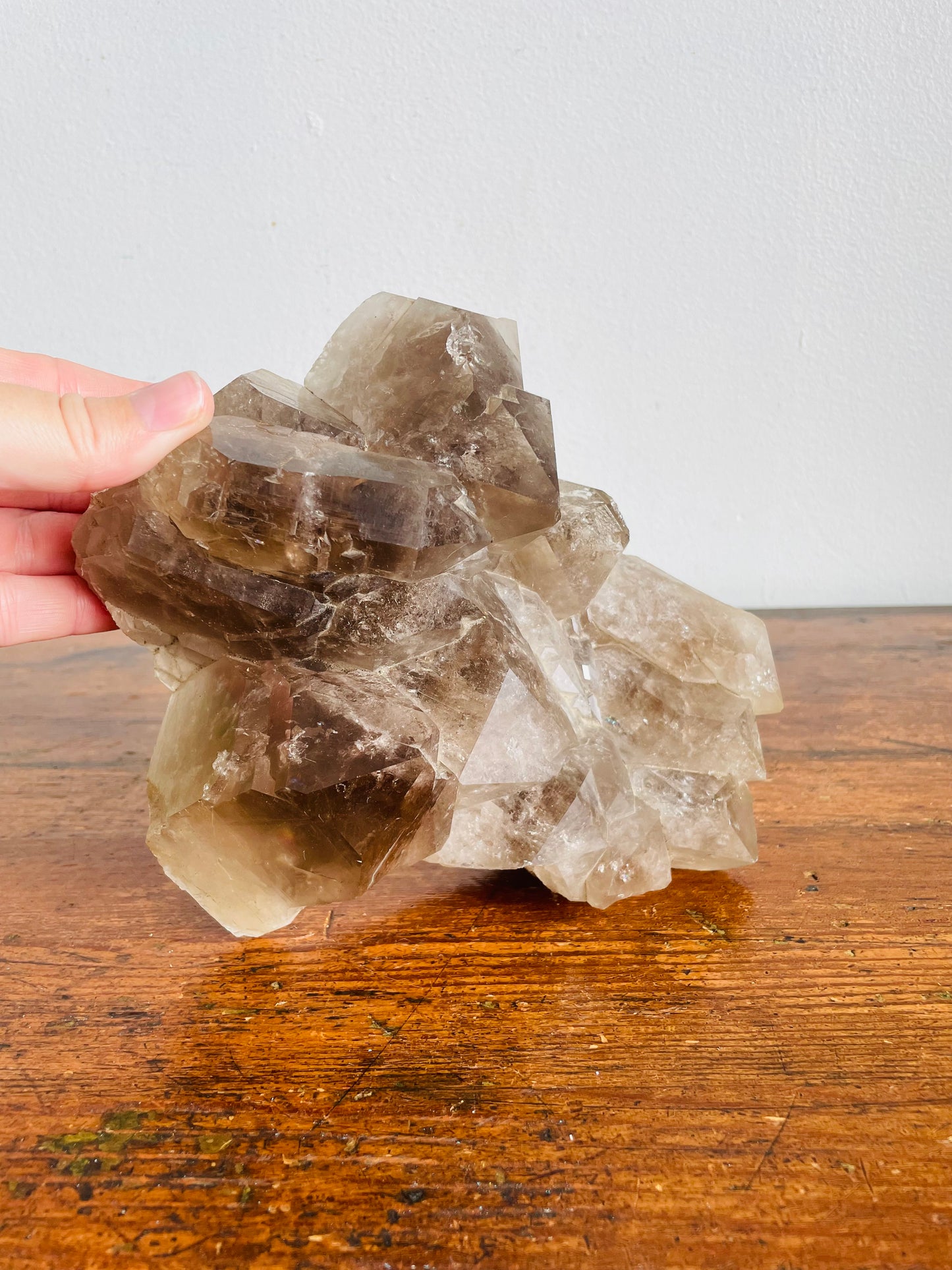 Vintage Large & Heavy 4.22 Pound Smoky Quartz Crystal Cluster - Gemstone Rock with Jagged Points