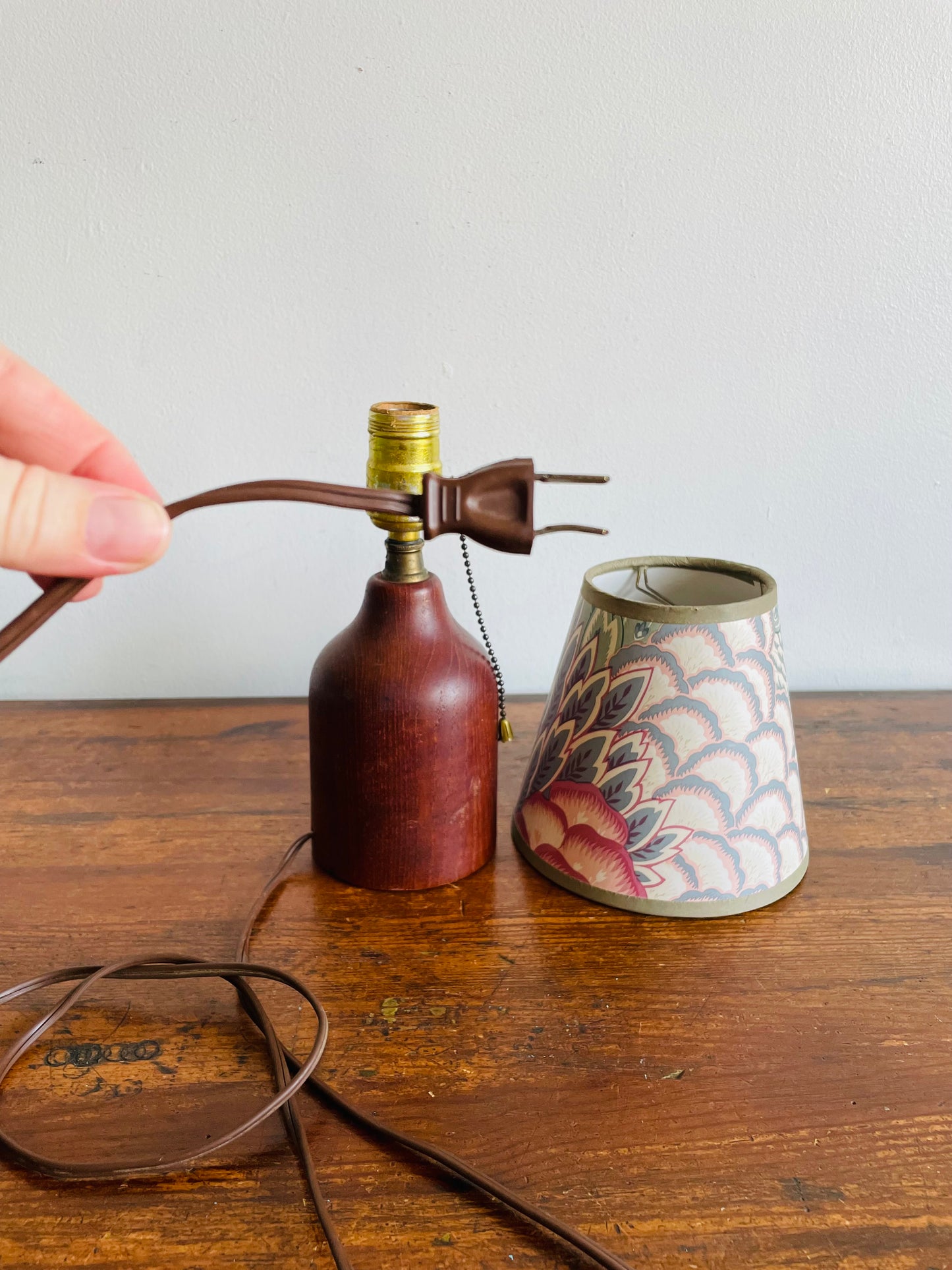 Small Mid-Century Modern Teak Wood Table Lamp