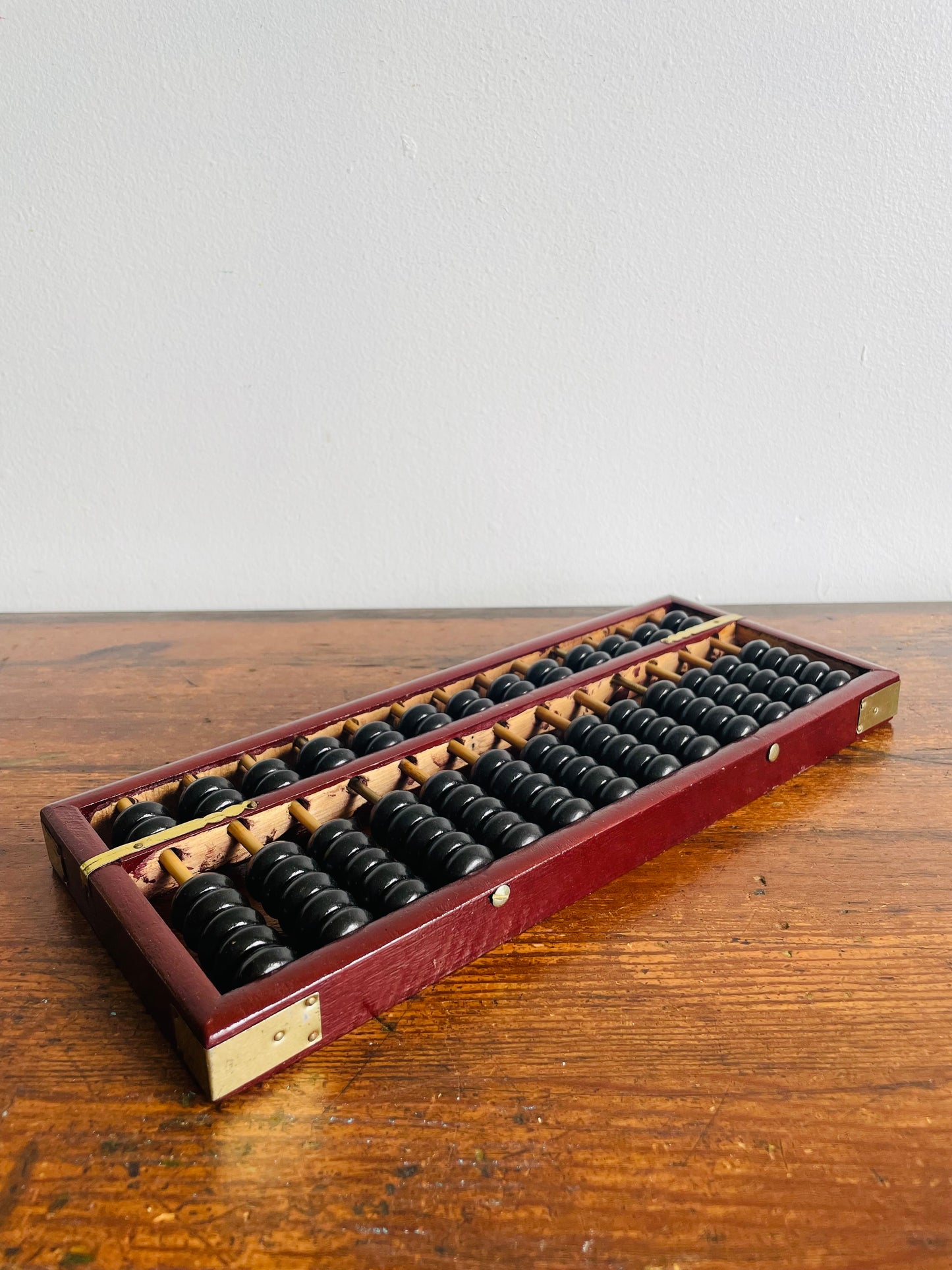 Wood Abacus Counting Beads with Frame & Brass Hardware