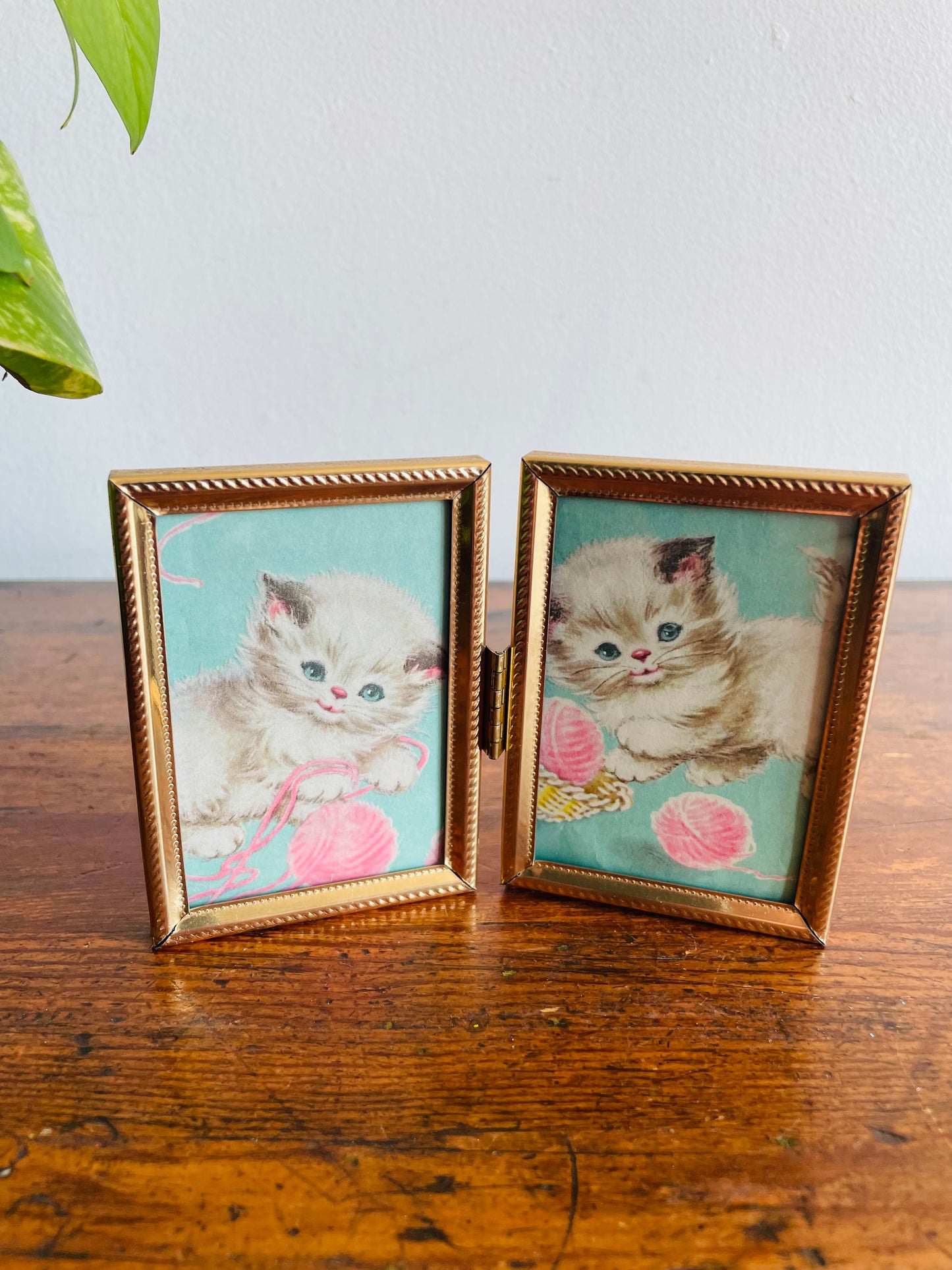 Brass Hinged Folding Double Picture Frame