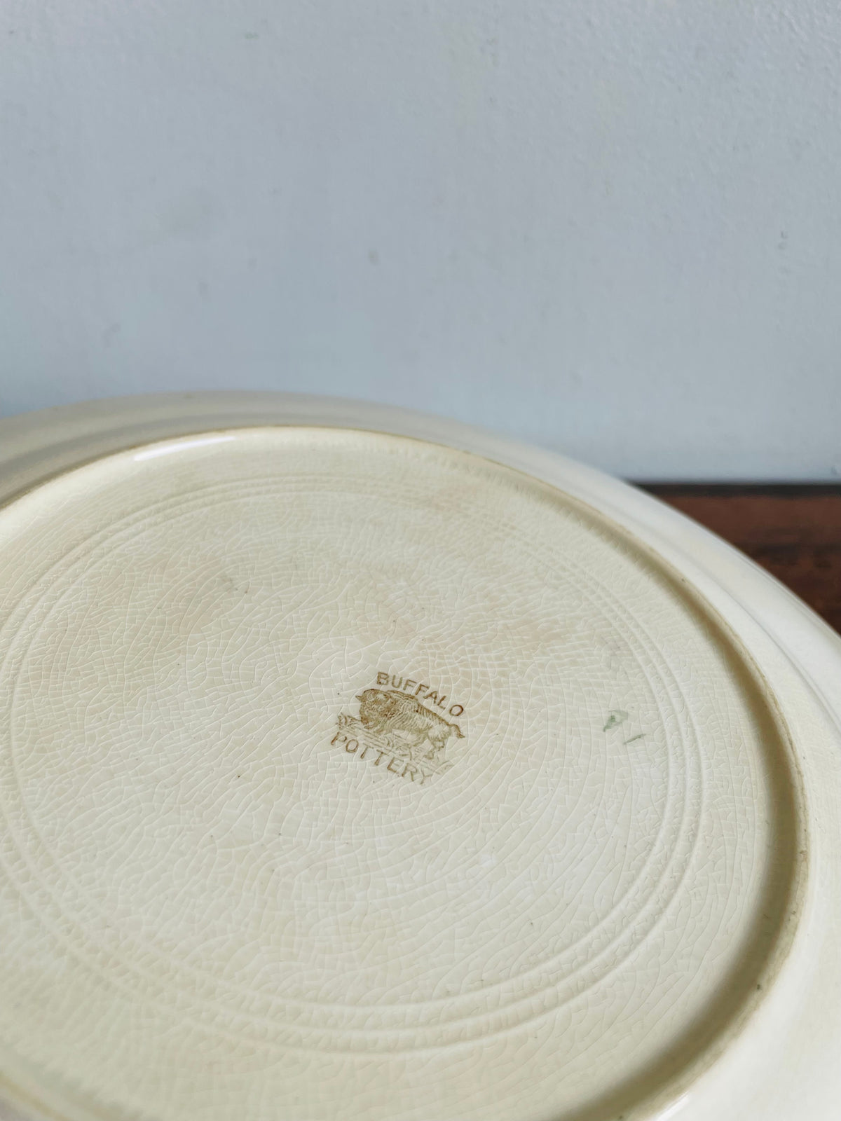 Antique Buffalo Pottery Plate with Elk in Forest Along Stream Nature Design - Includes Optional Plate Hanger