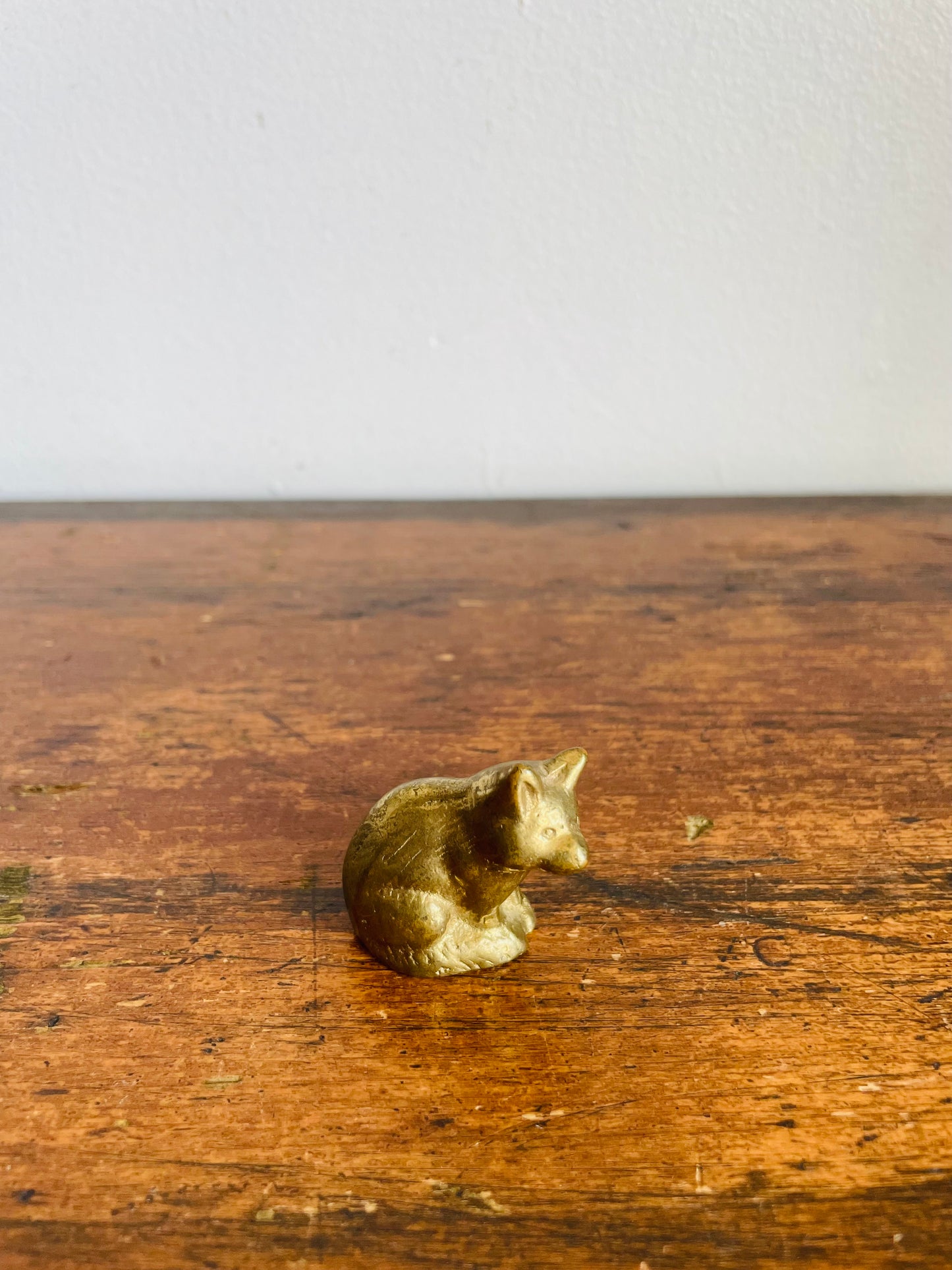 Vintage Adorable Miniature Solid Brass Fox Figurine