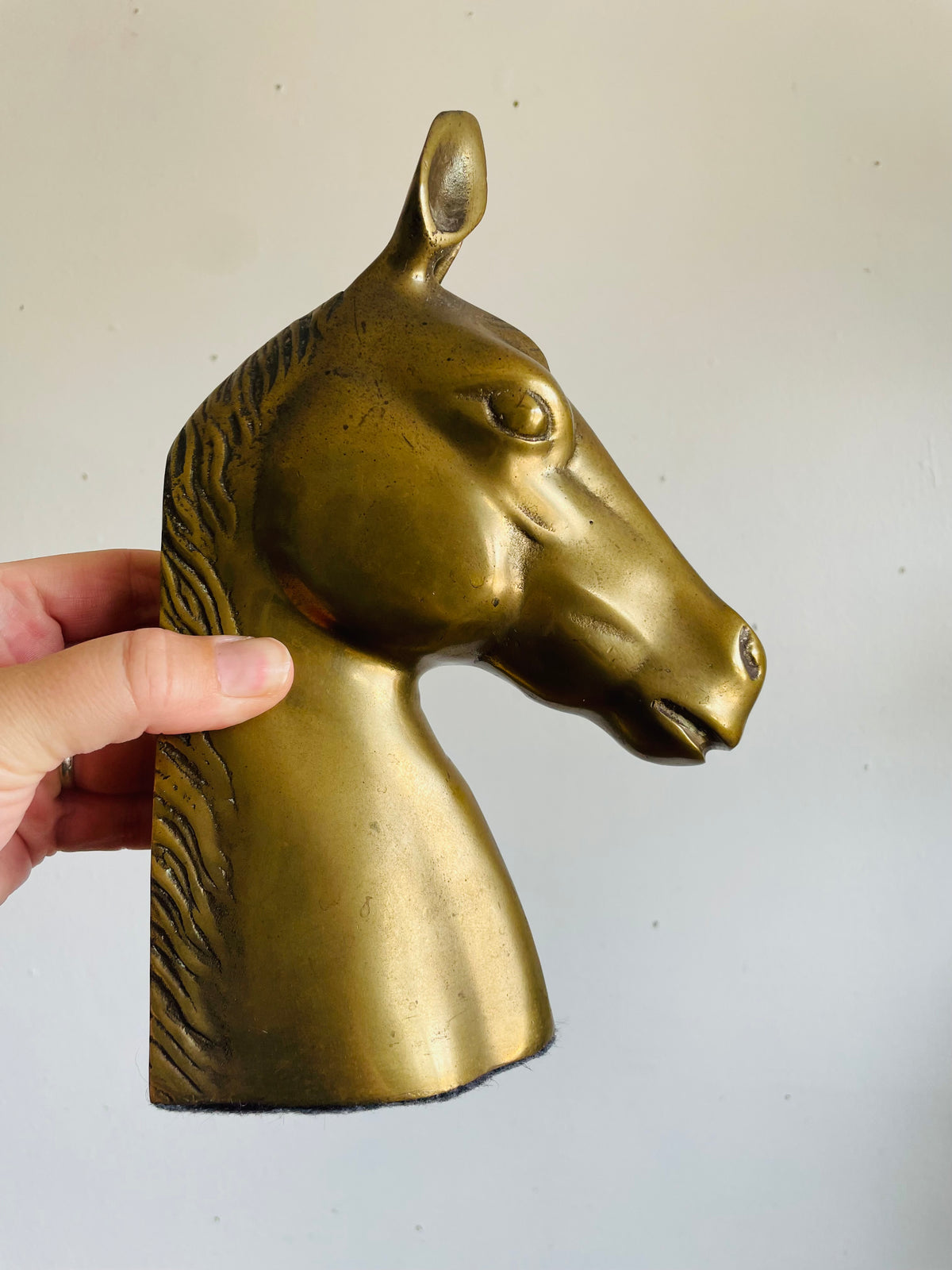 Vintage Very Solid & Heavy Brass Horse Head Bookends - Equestrian Decor - Set of 2