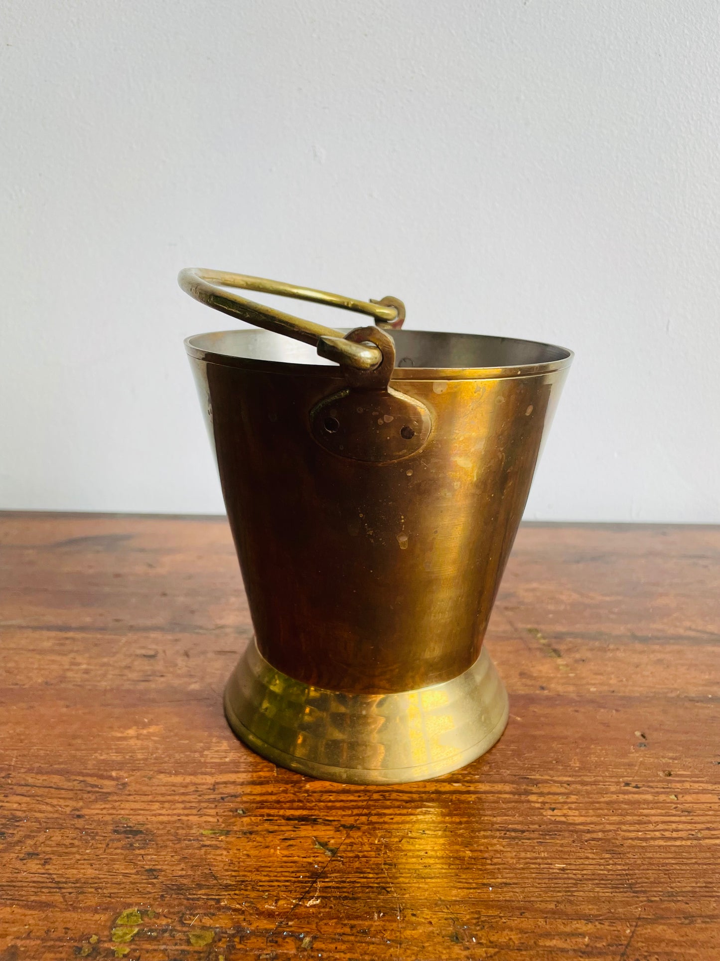 Heavy Brass Planter Pot Bucket with Handle