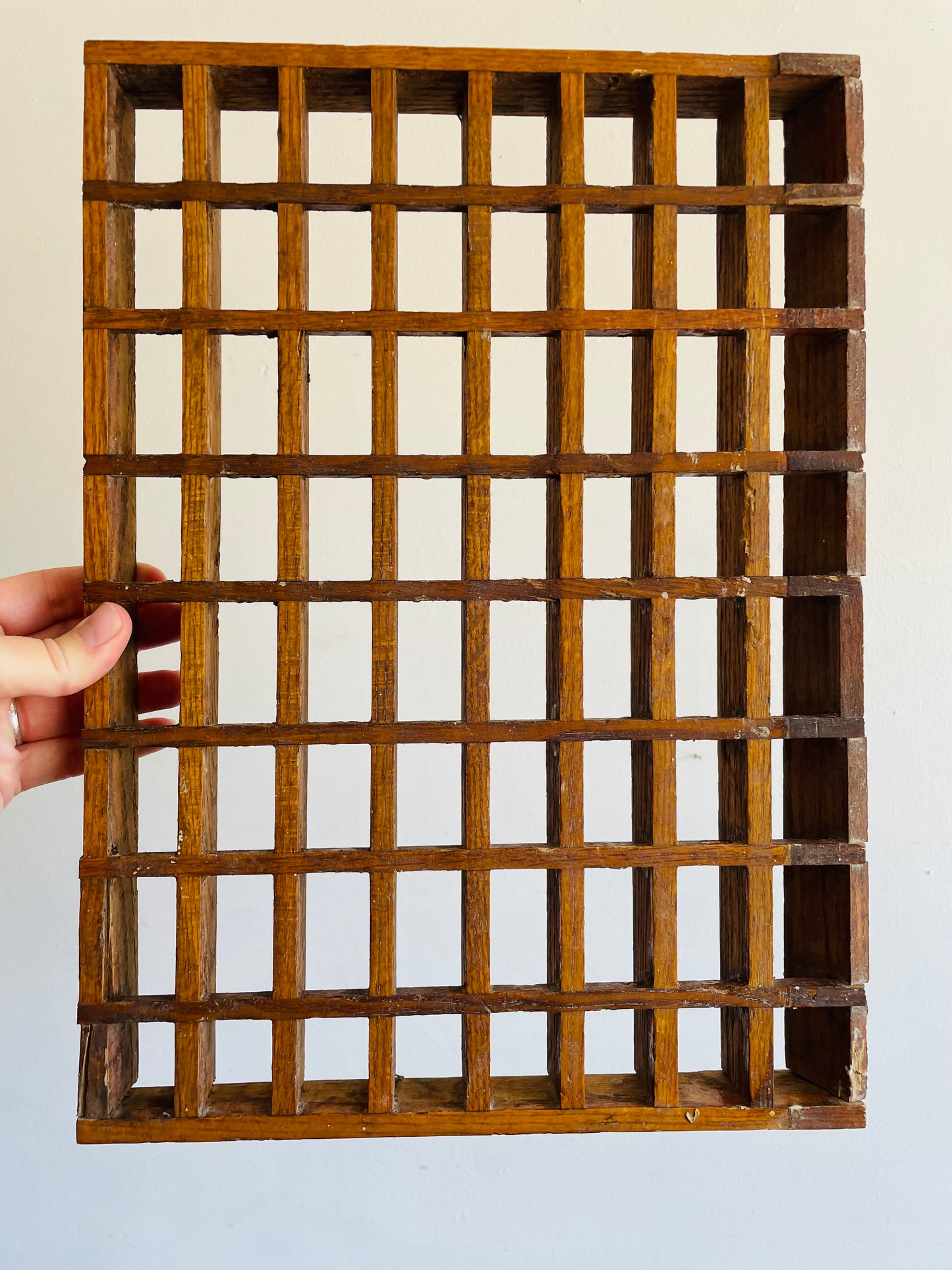 Antique 1900s Wood Heating Vent or Cold Air Return Grate - Architectural Salvage - Unique Wall Decor or Knickknack Curio Display Shelf! - 15" by 11" - Tuttle & Bailey MFG. Co. Bridgeburg, Ontario