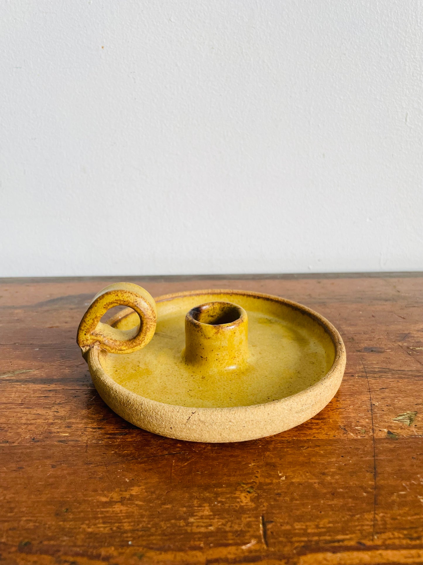 Vintage Studio Art Pottery Chamberstick Candle Holder
