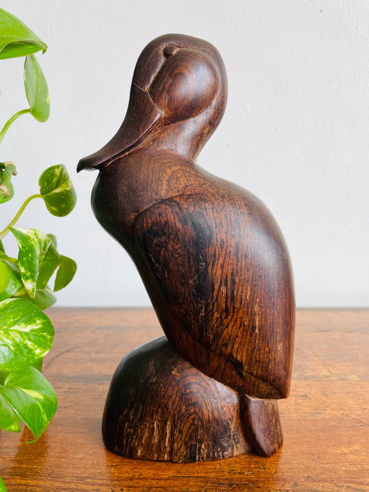 Vintage Hand-Carved Ironwood Duck Statue Figurine
