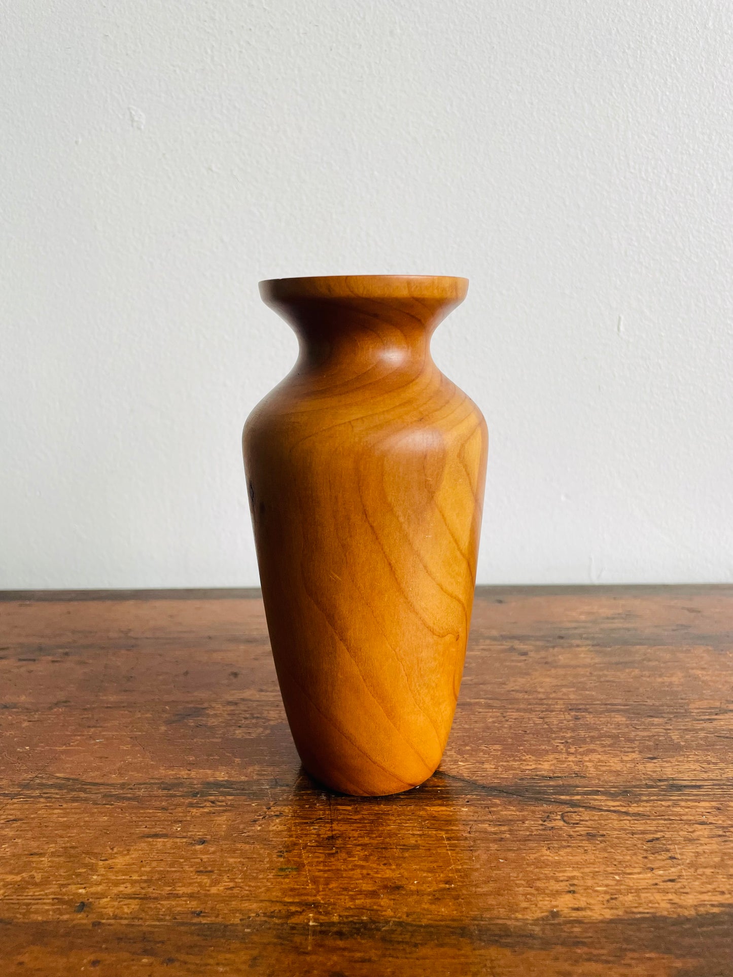 Smooth Teak Wood Bud Vase with Glass Vial Insert Inside for Watering Flowers