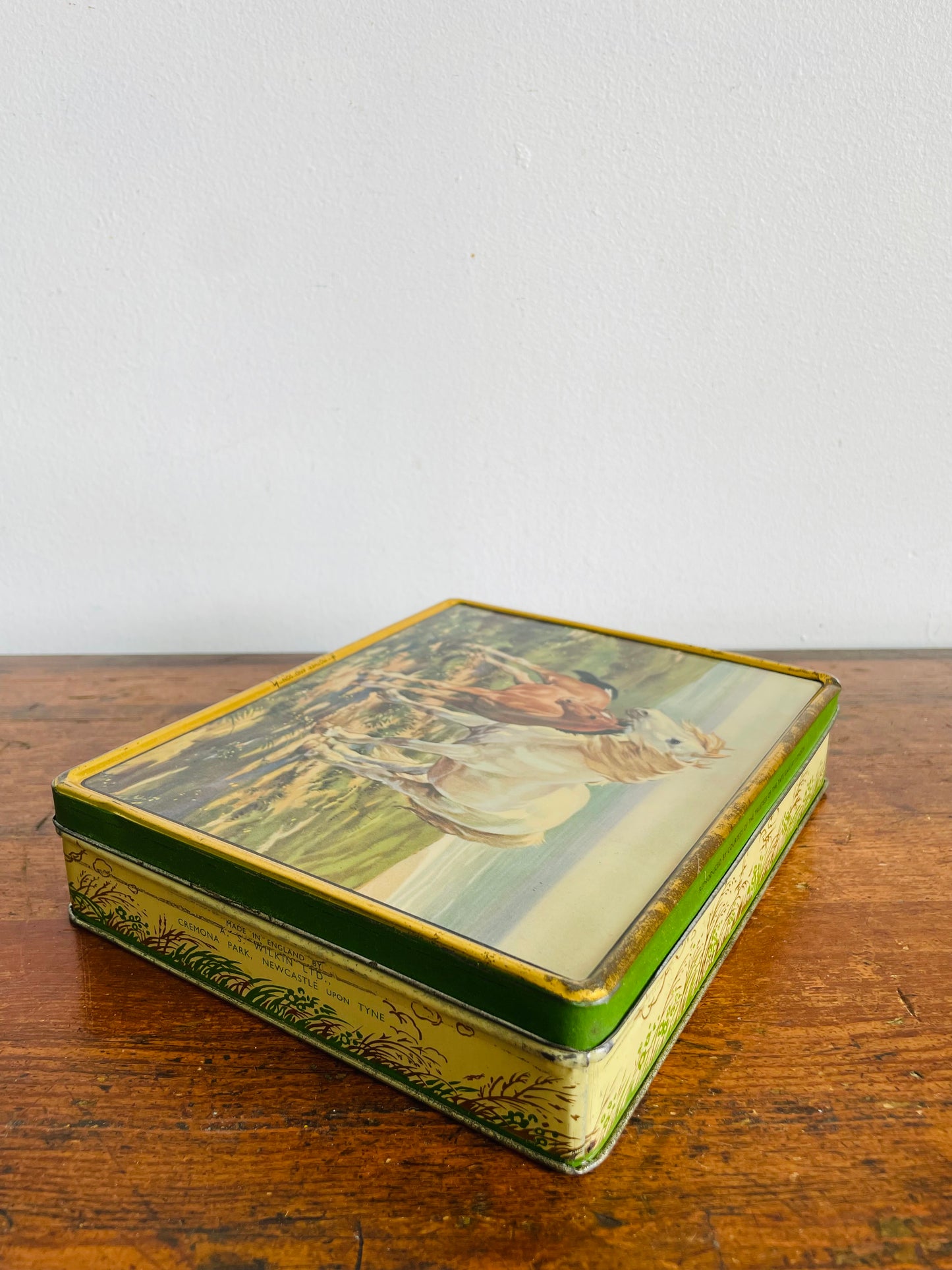 Vintage Candy Tin with "Mother and Son" Horse Scene - H.W.B. Davis, R.A. - A.S. Wilkin Ltd. Cremona & Red Boy Toffees - England