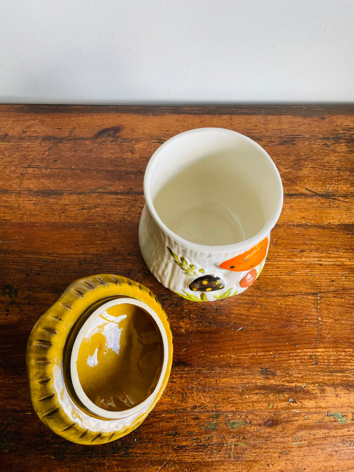 Vintage Large Laurentian Pottery Merry Mushroom Kitchen Canister Jar with Lid #2 - Made in Canada