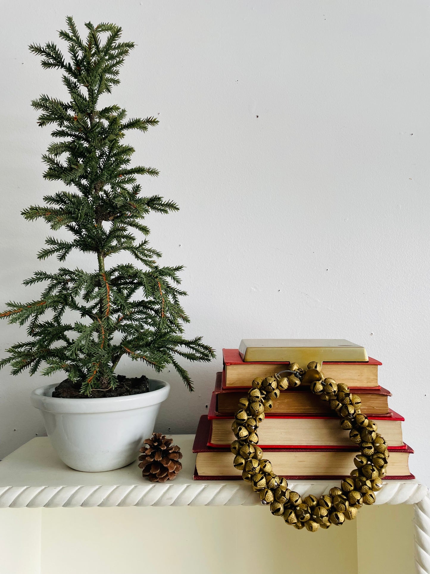 Vintage Heavy Wreath of Solid Brass Mini Jingle Bells on Sturdy Wire - Great to Hang or Hold a Candle!