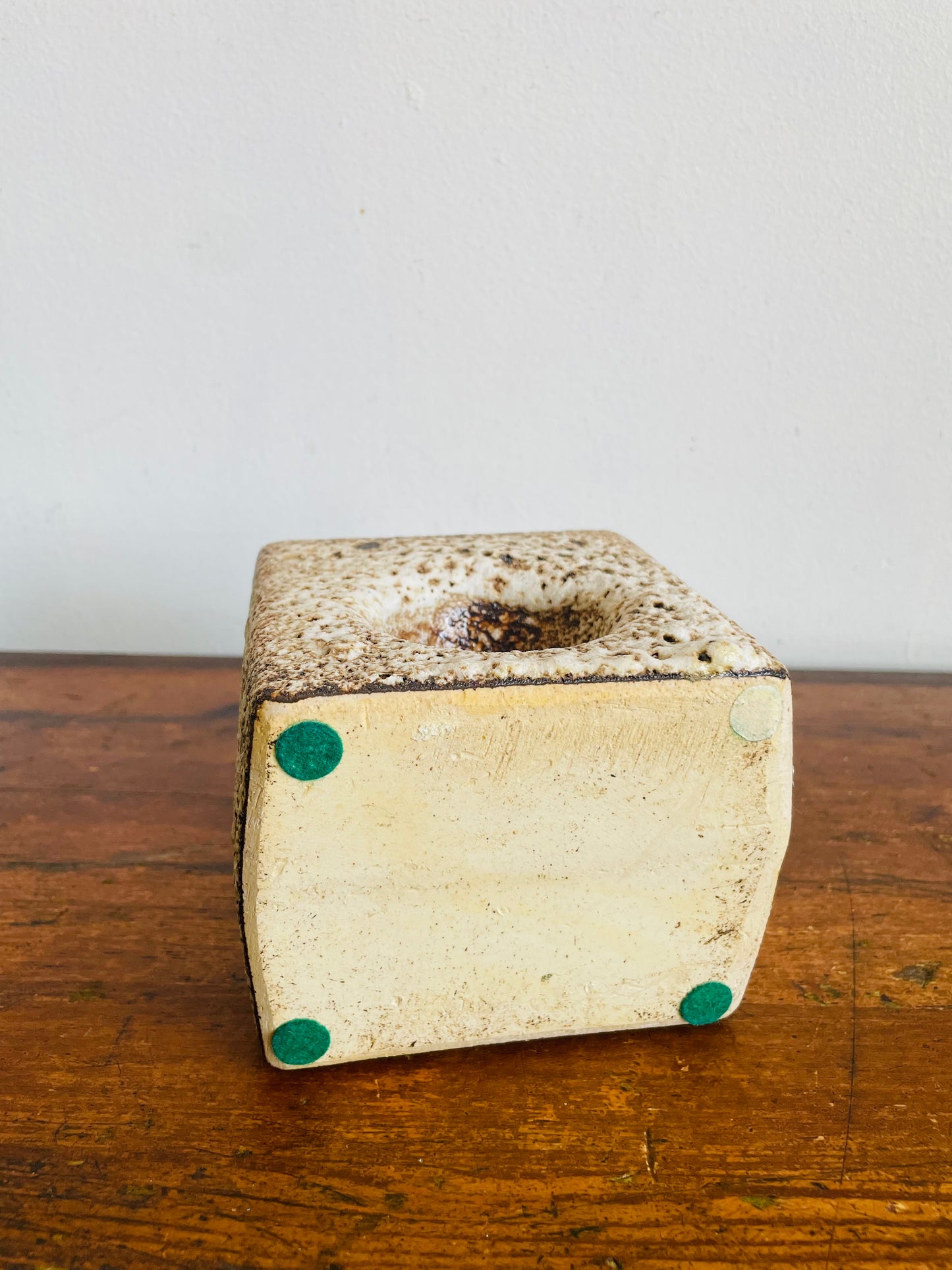 Vintage 1970s MCM Vest Keramiek Van Woerden Fat Lava Block Chimney Vase - Dutch Mid-Century Design - Made in The Netherlands