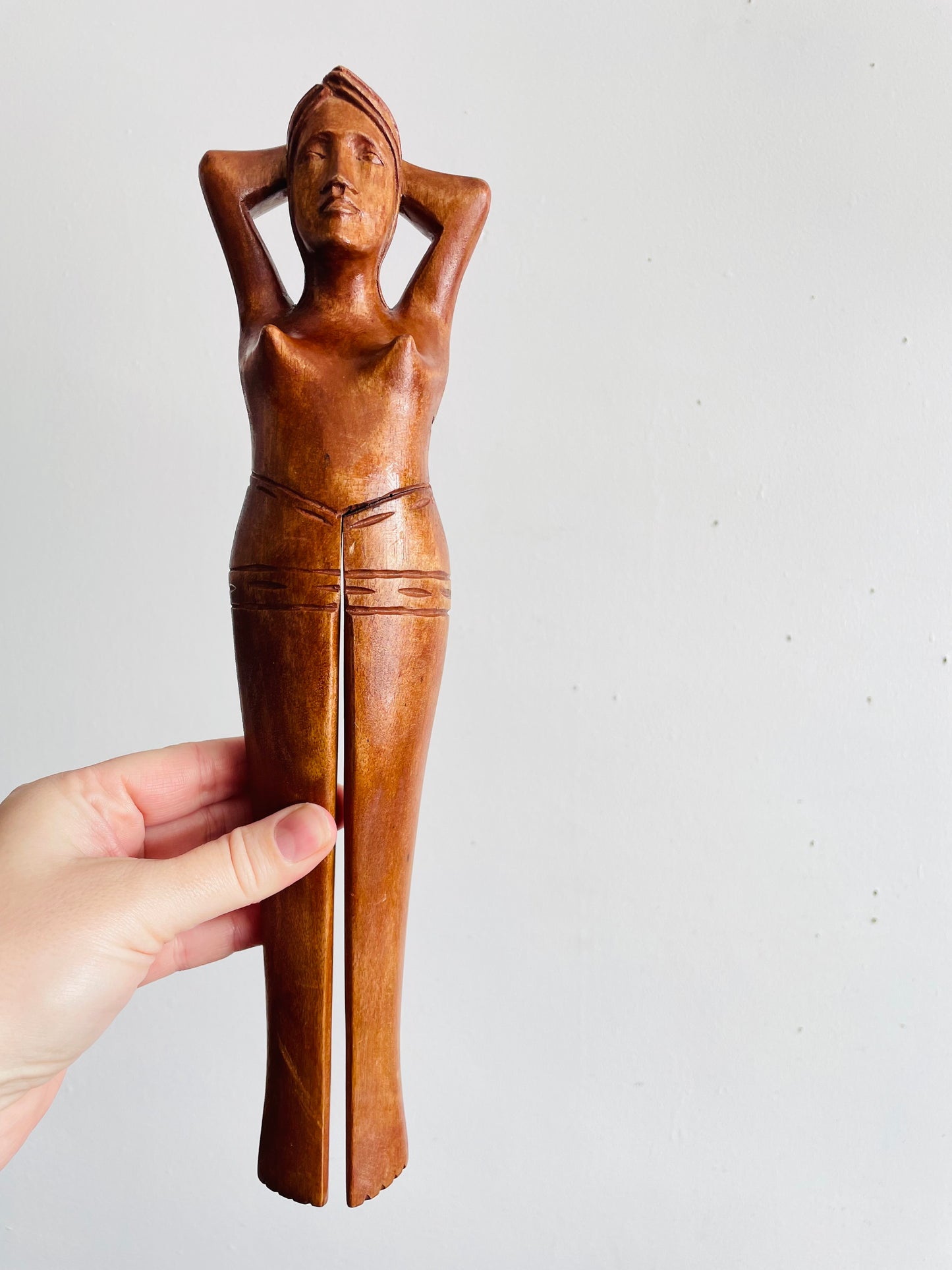 Vintage Nude Lady Wood Nutcracker #2 - Leg Opens & Closes to Crack Nuts - Saucy Tiki Bar Decor