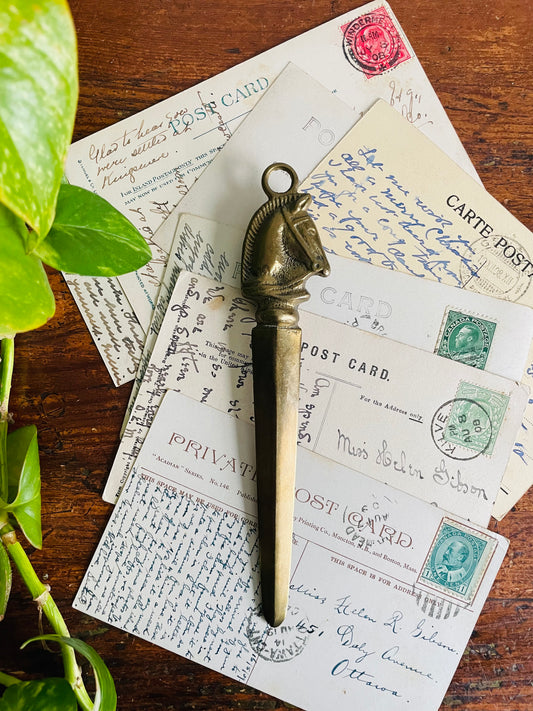 Vintage Solid Brass Horse Head Letter Opener - Found in Barcelona, Spain