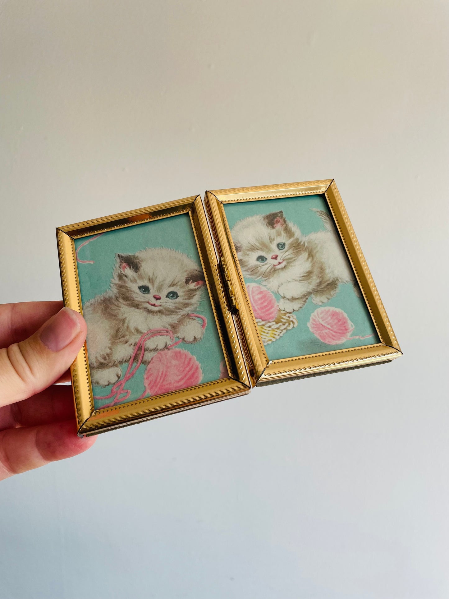 Brass Hinged Folding Double Picture Frame