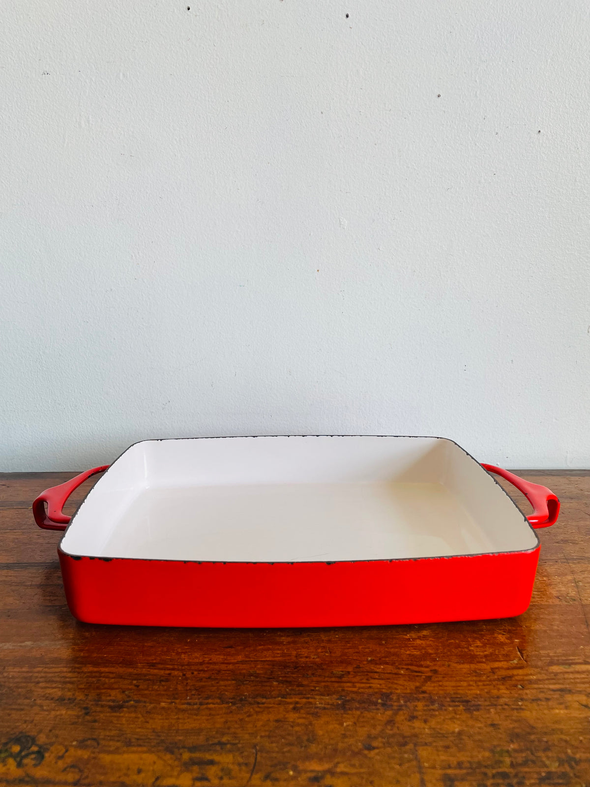 Vintage 1960s Dansk France IHQ Kobenstyle Red Enamelware Casserole / Lasagne Baking Dish - Designed by Jens H. Quistgaard