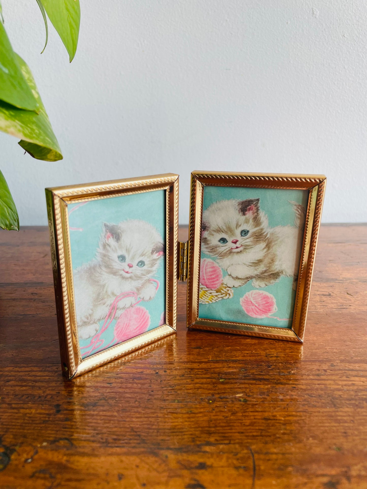 Brass Hinged Folding Double Picture Frame