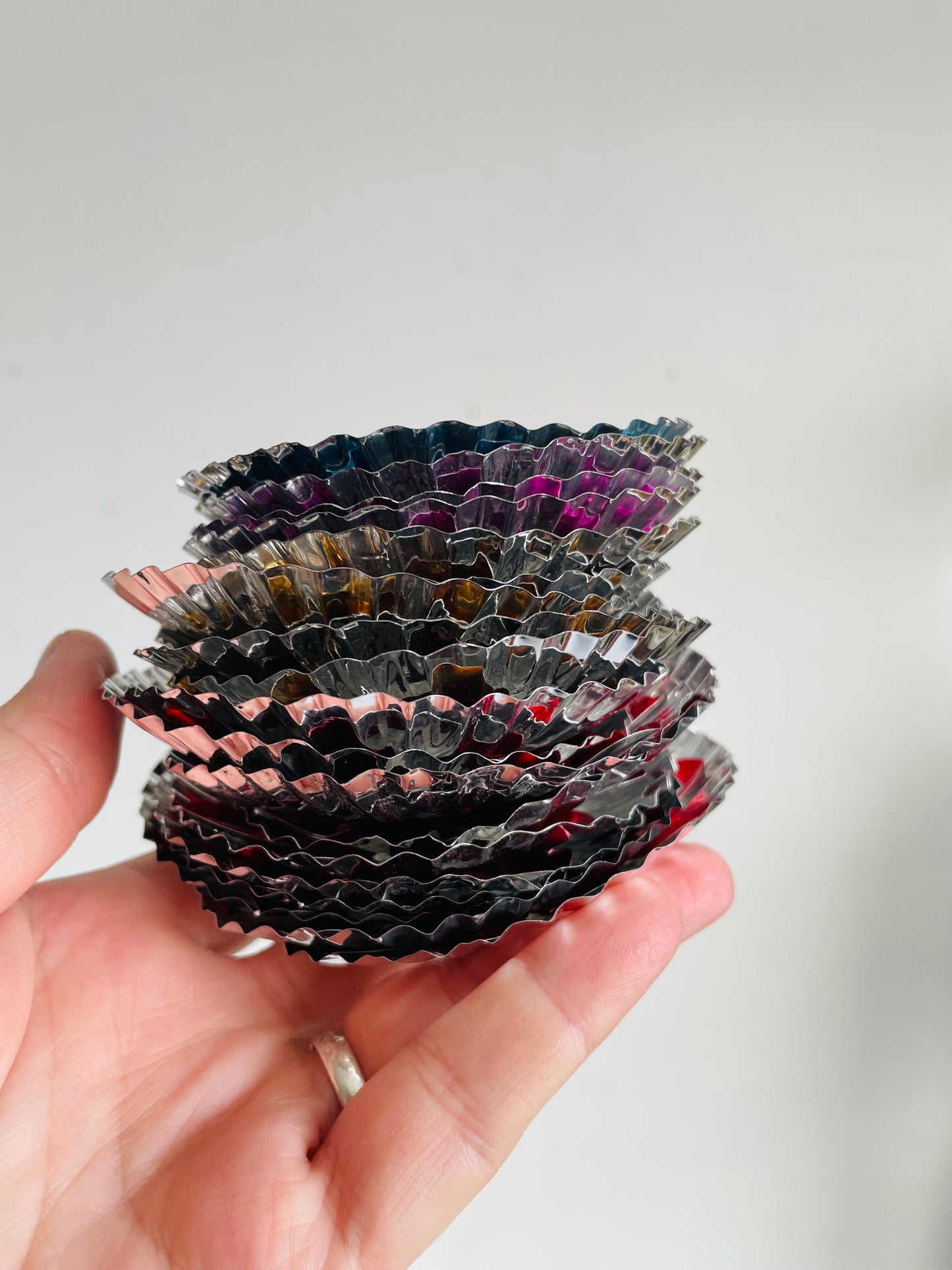 Vintage Collection of Unused Christmas Light Foil Reflectors - Gold, Red, Pink & Blue - Set of 20