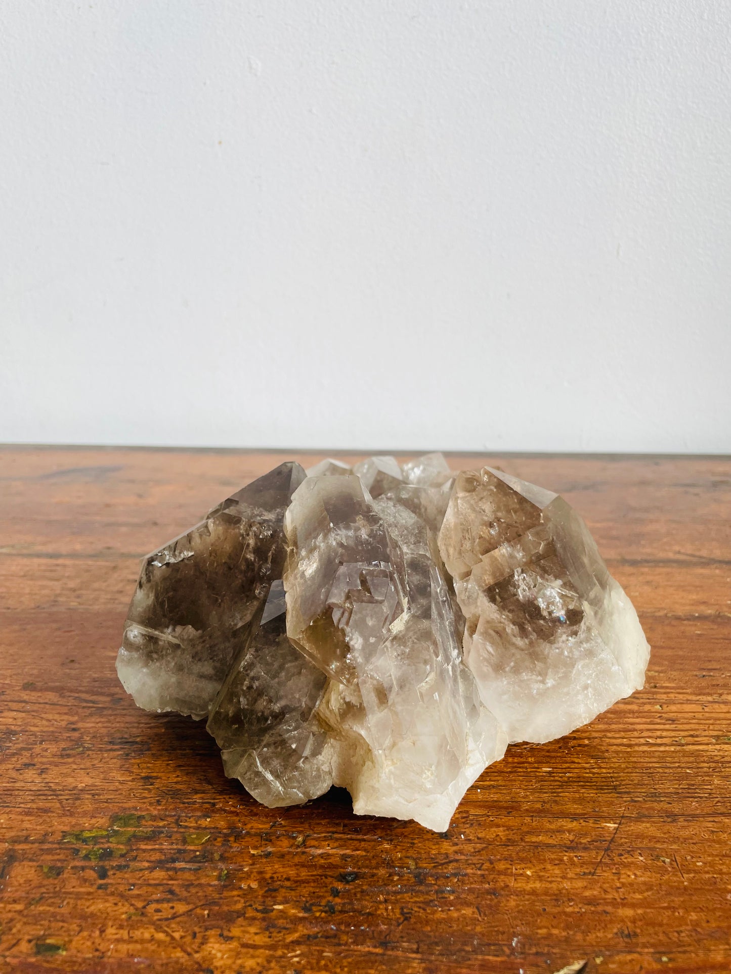 Vintage Large & Heavy 4.22 Pound Smoky Quartz Crystal Cluster - Gemstone Rock with Jagged Points