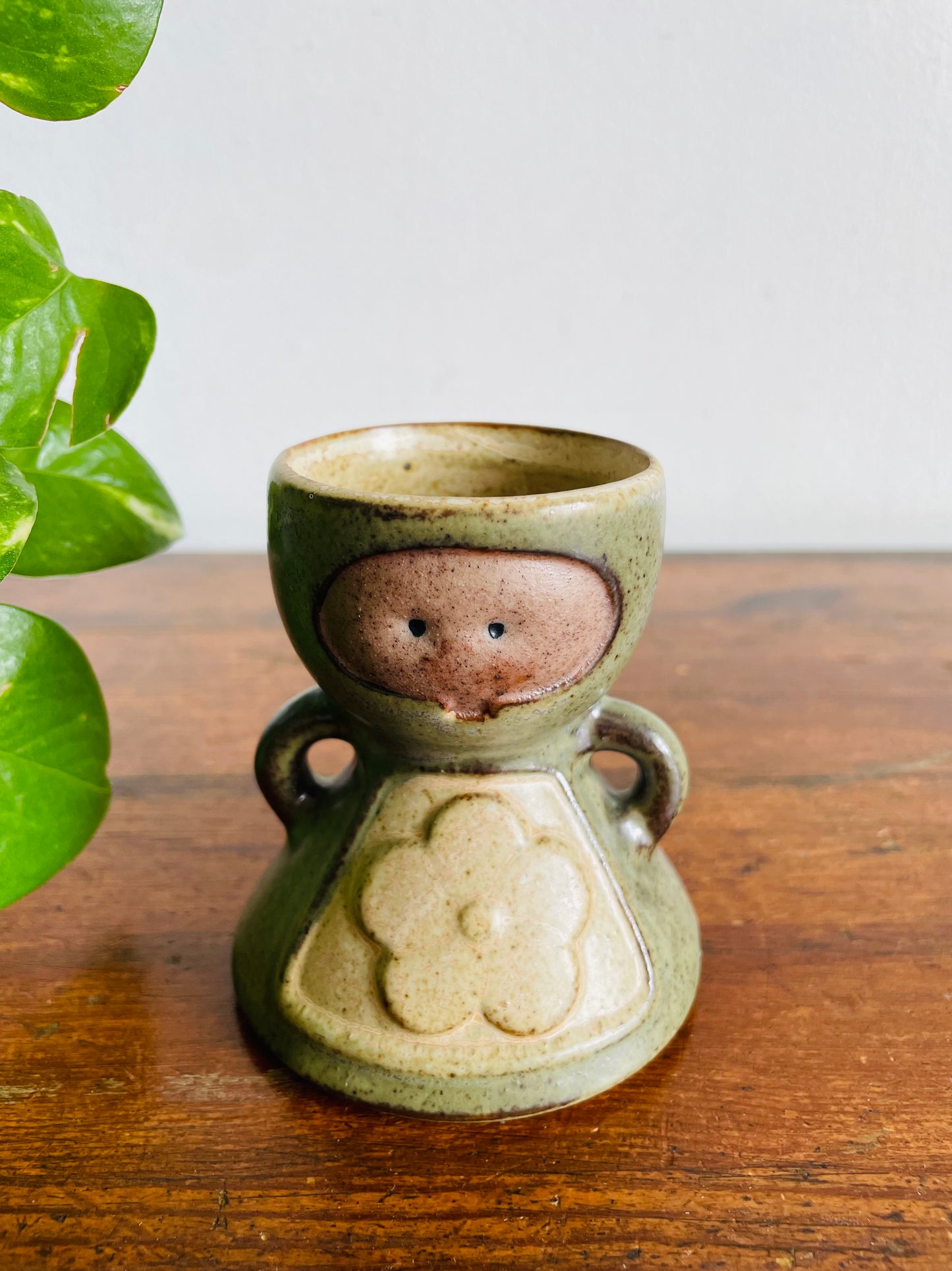 Vintage UCTCI Stoneware Pottery Flower Girl Egg Cup - Could Also Use as a Vase - Made in Japan