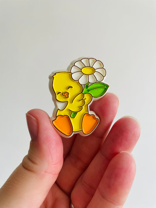 Easter Holiday Pin - Happy Duckling with Daisy Flower - Hallmark Cards