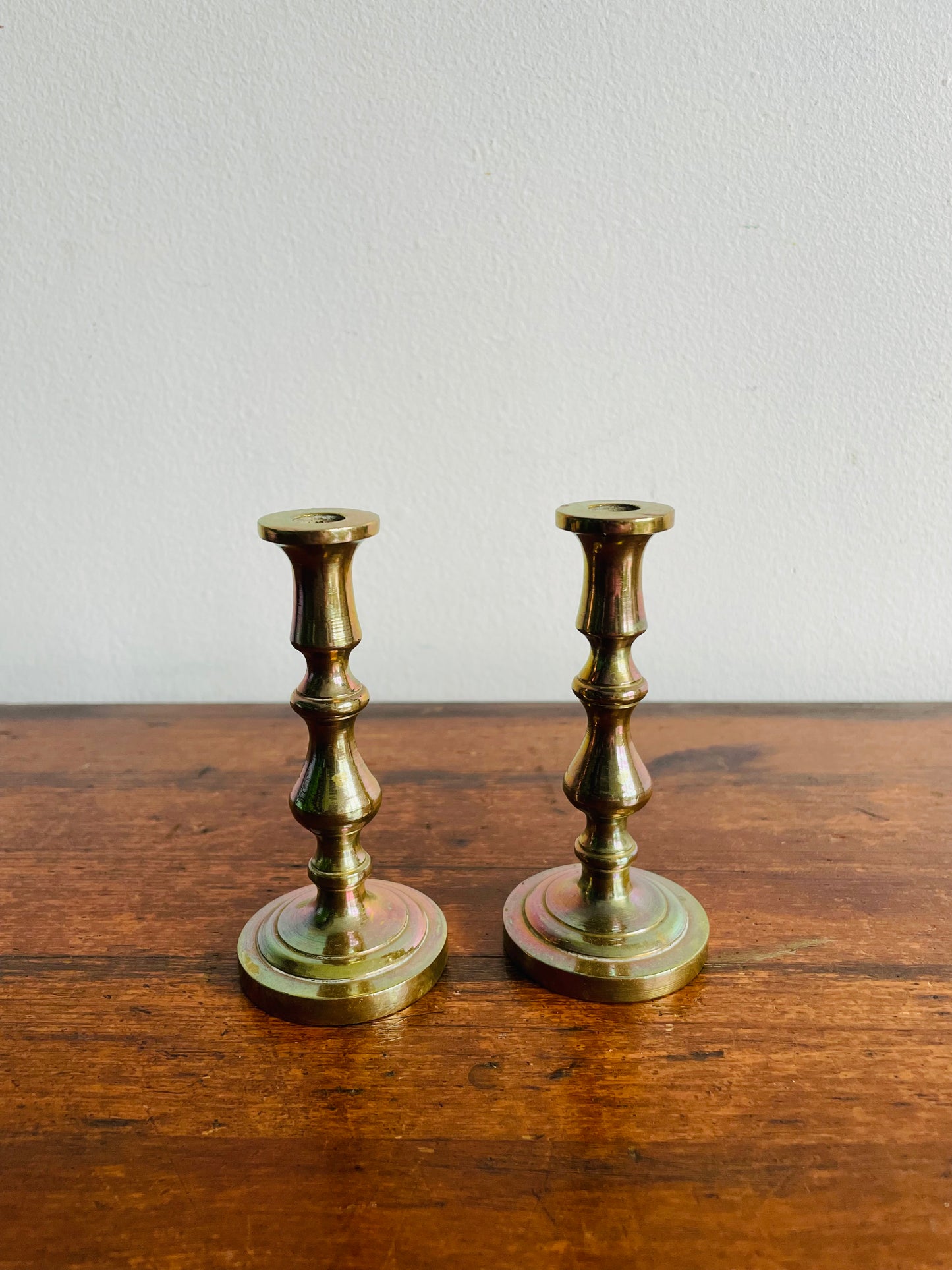 Heavy Brass 4" Candlestick Holders - Set of 2