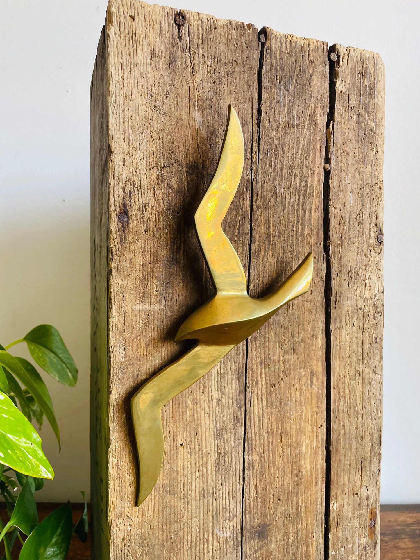 Vintage Solid Brass Flying Seagull Bird - Wall Hanging Decor