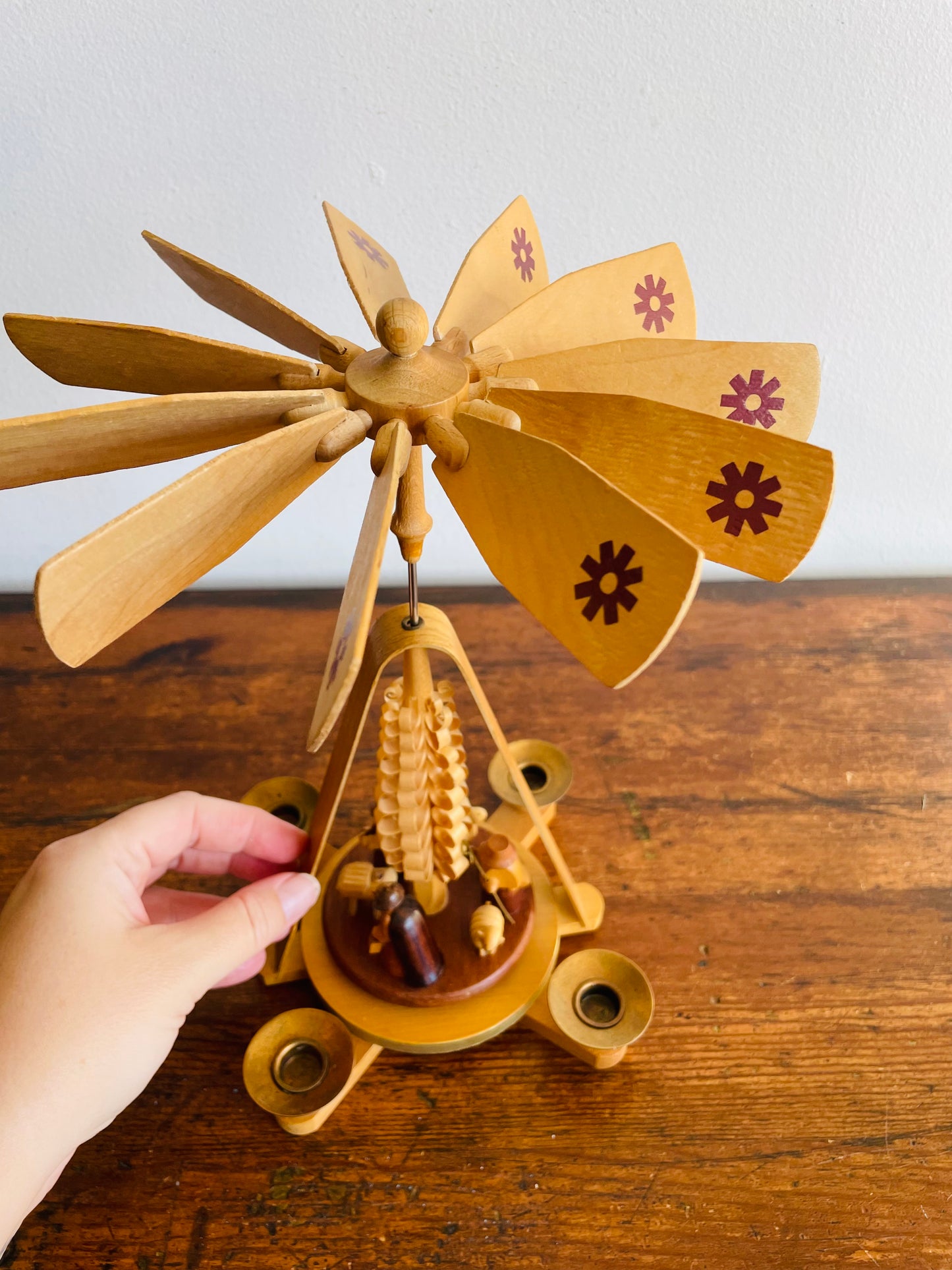 Wooden Christmas Pyramid Nativity Candle Carousel - Made in East Germany