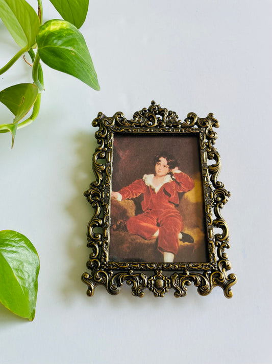 Vintage Ornate Brass Picture Frame with Print of The Red Boy (Master Lambton) by Sir Thomas Lawrence - Made in Italy