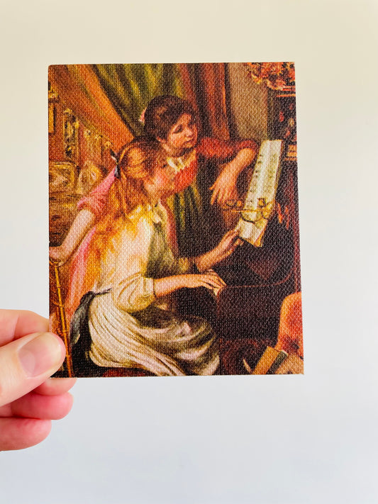 Renoir Print Picture on Board - Girls at Piano / Fillettes Au Piano - Famous Masters on Canvas by W.S.P. International