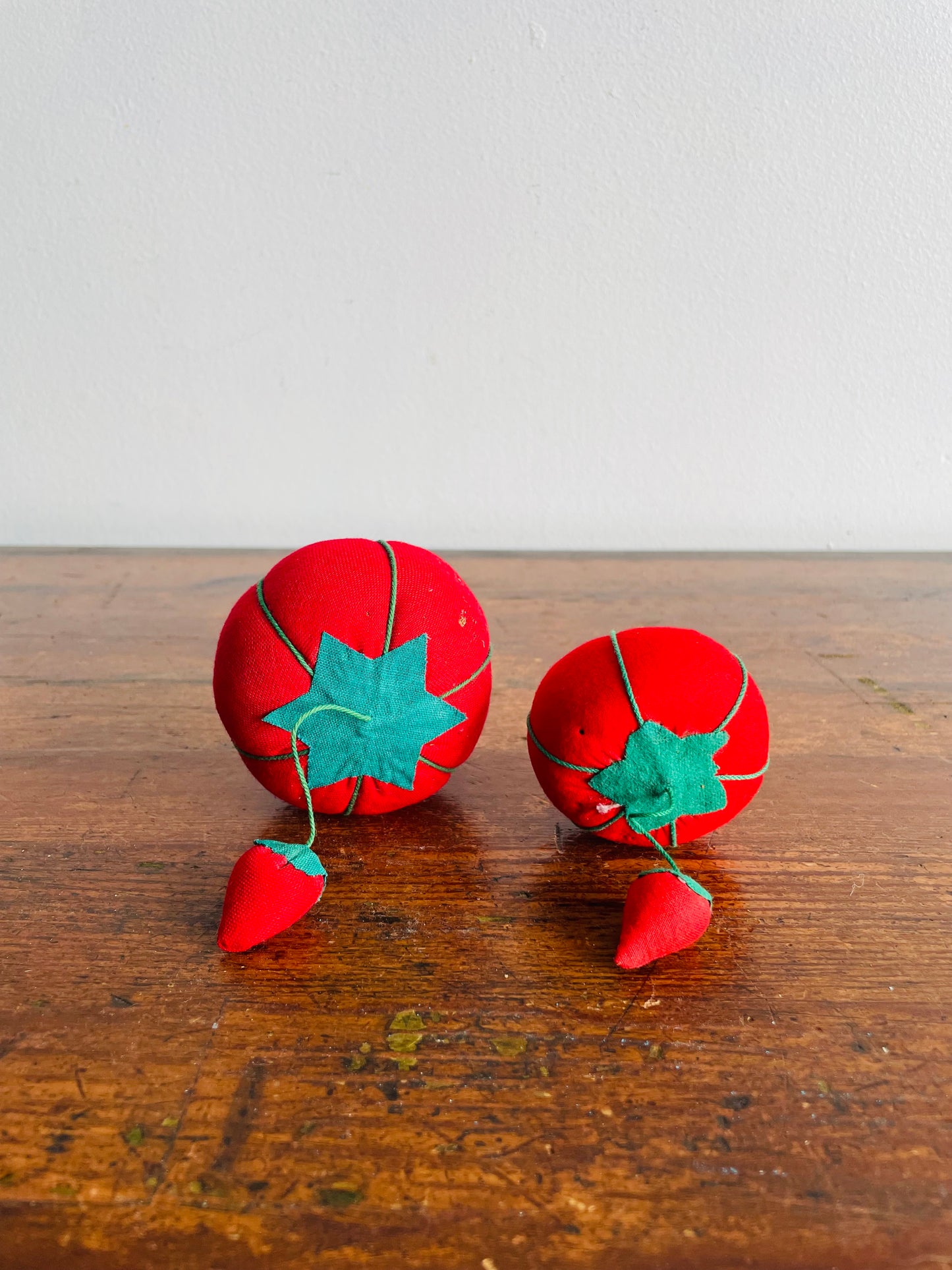 Red Tomato with Strawberry Pincushions - Set of 2