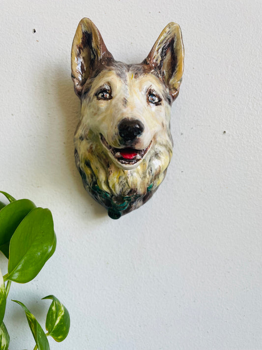 Vintage Handmade Dog Head Wall Hanging - Kitschy Gallery Wall Decor