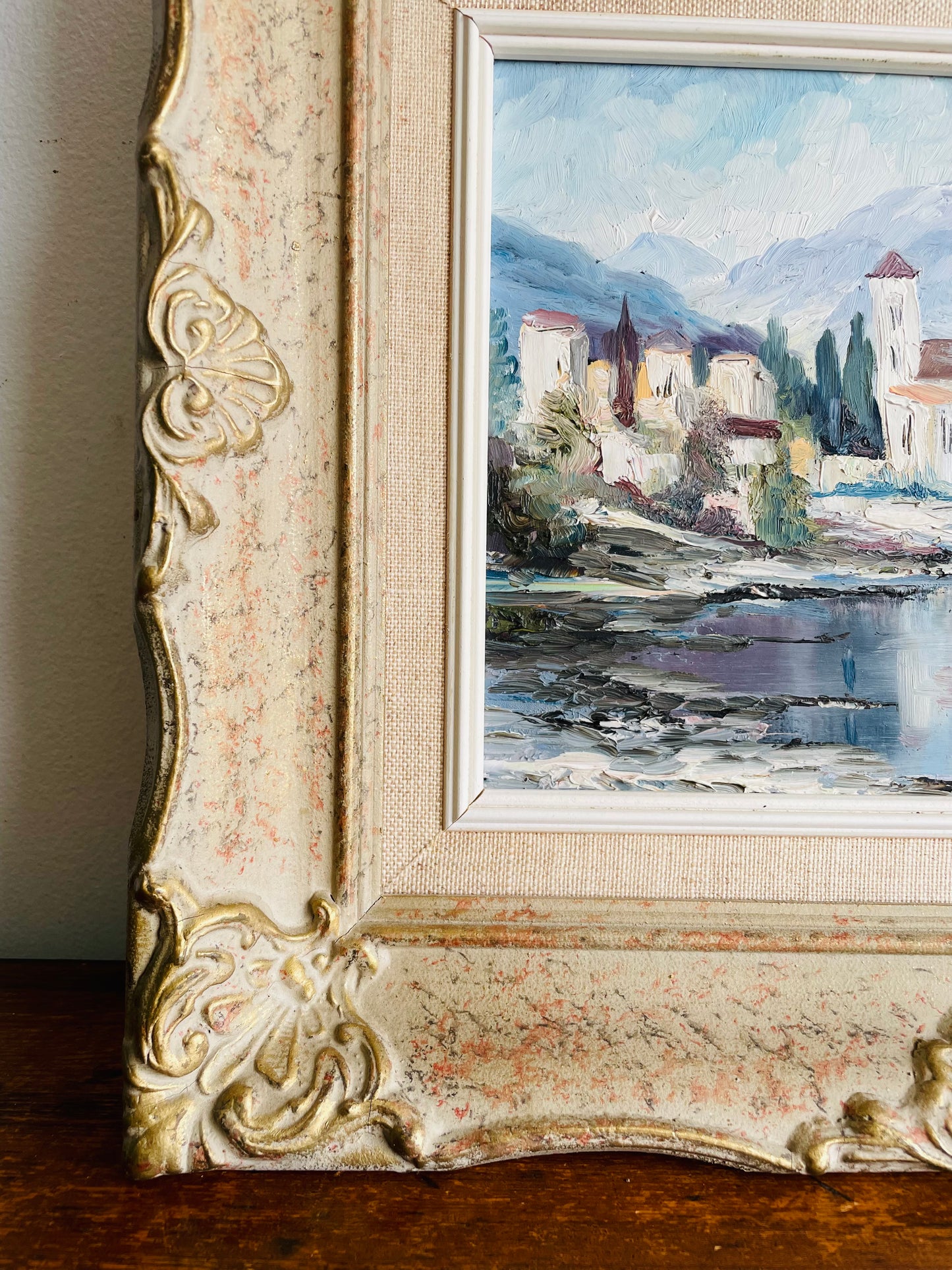 Original Art - Painting of European Village on Water - Signed by Listed Artist Heinz L. Koller
