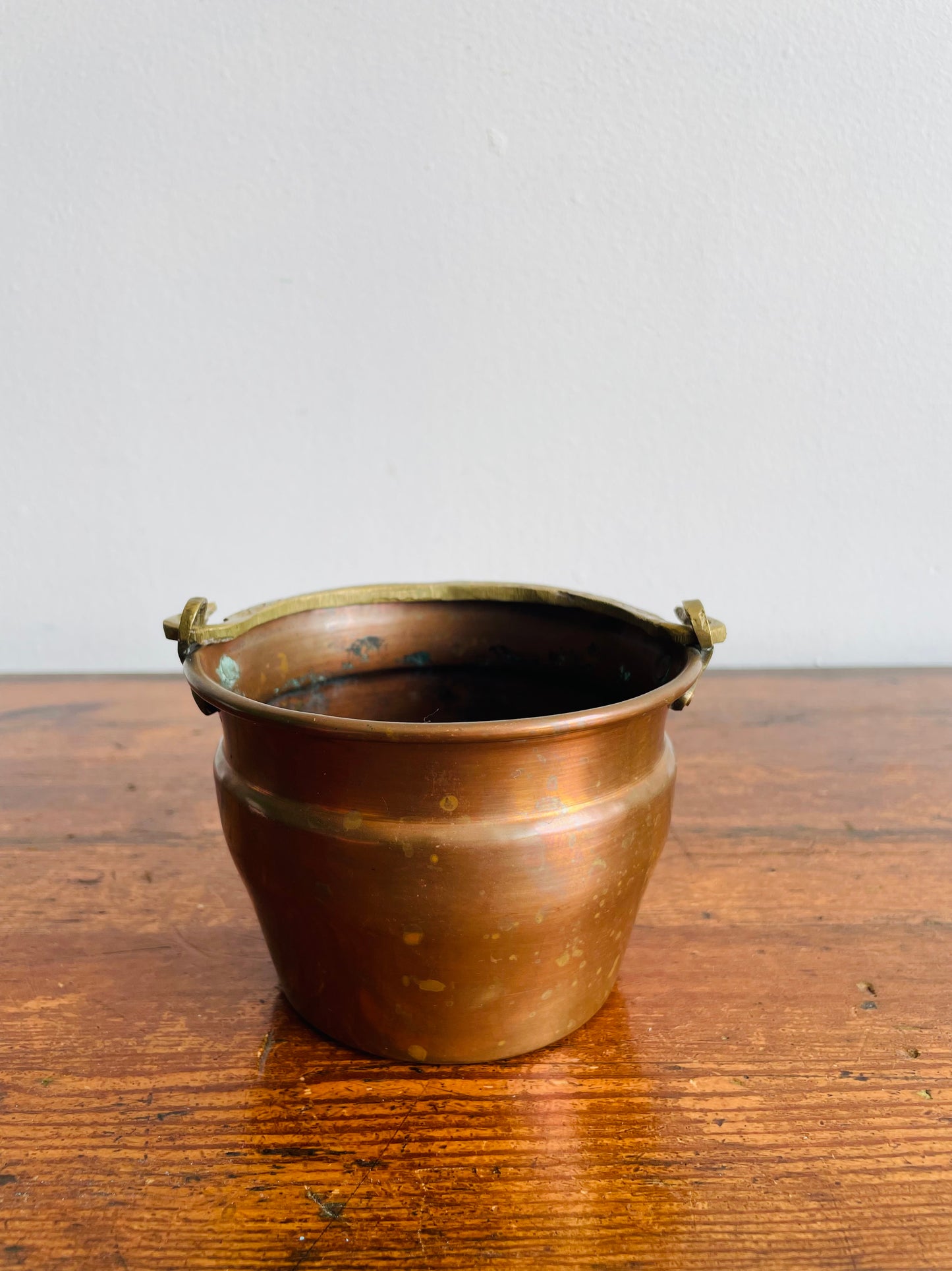 Copper Bucket Pail with Etched Brass Handle - Makes a Great Planter Pot!