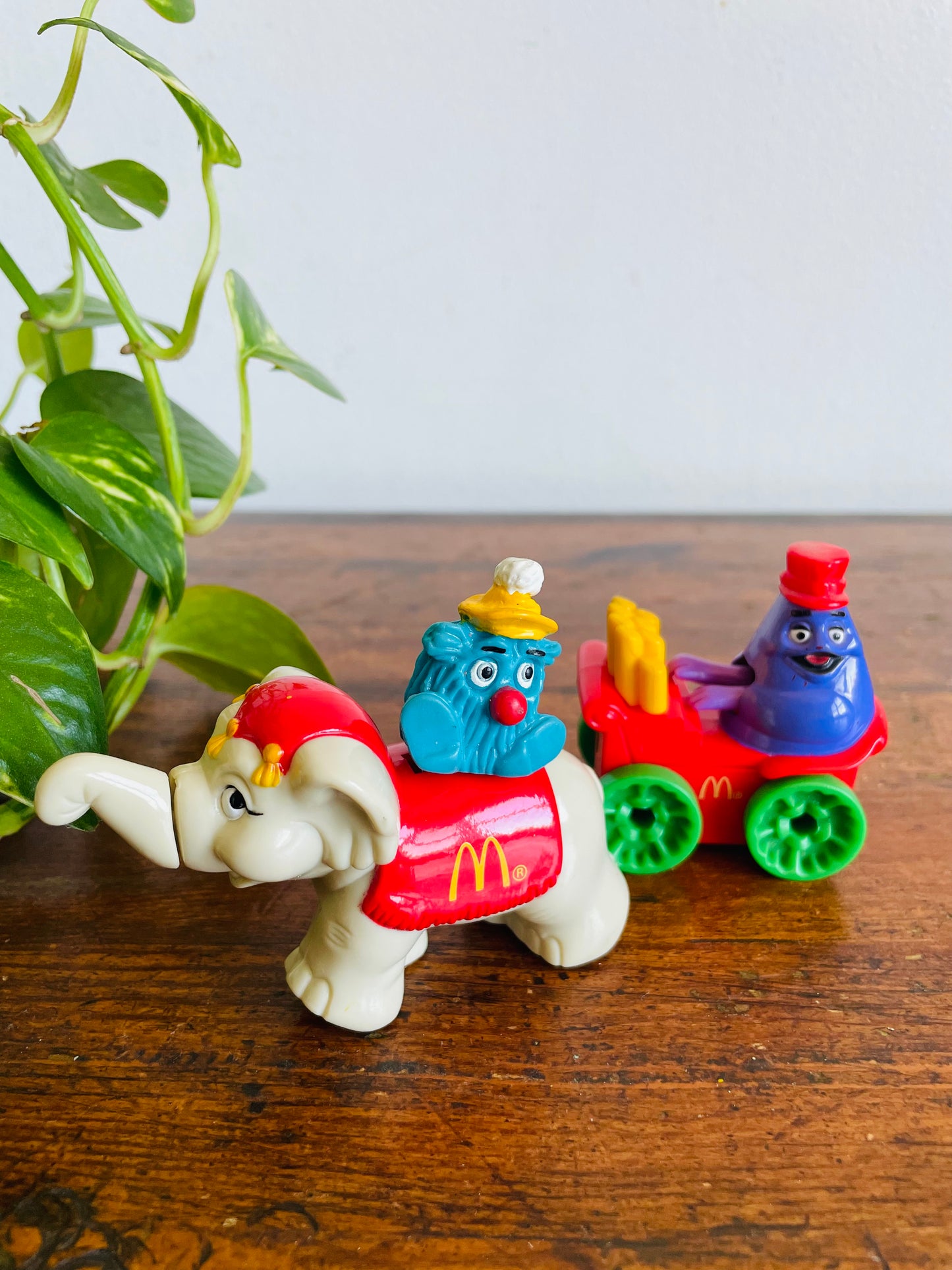 Vintage 1989 McDonald's Happy Meal Toy Bundle - Circus Parade Series - Blue Fry Guy & Grimace