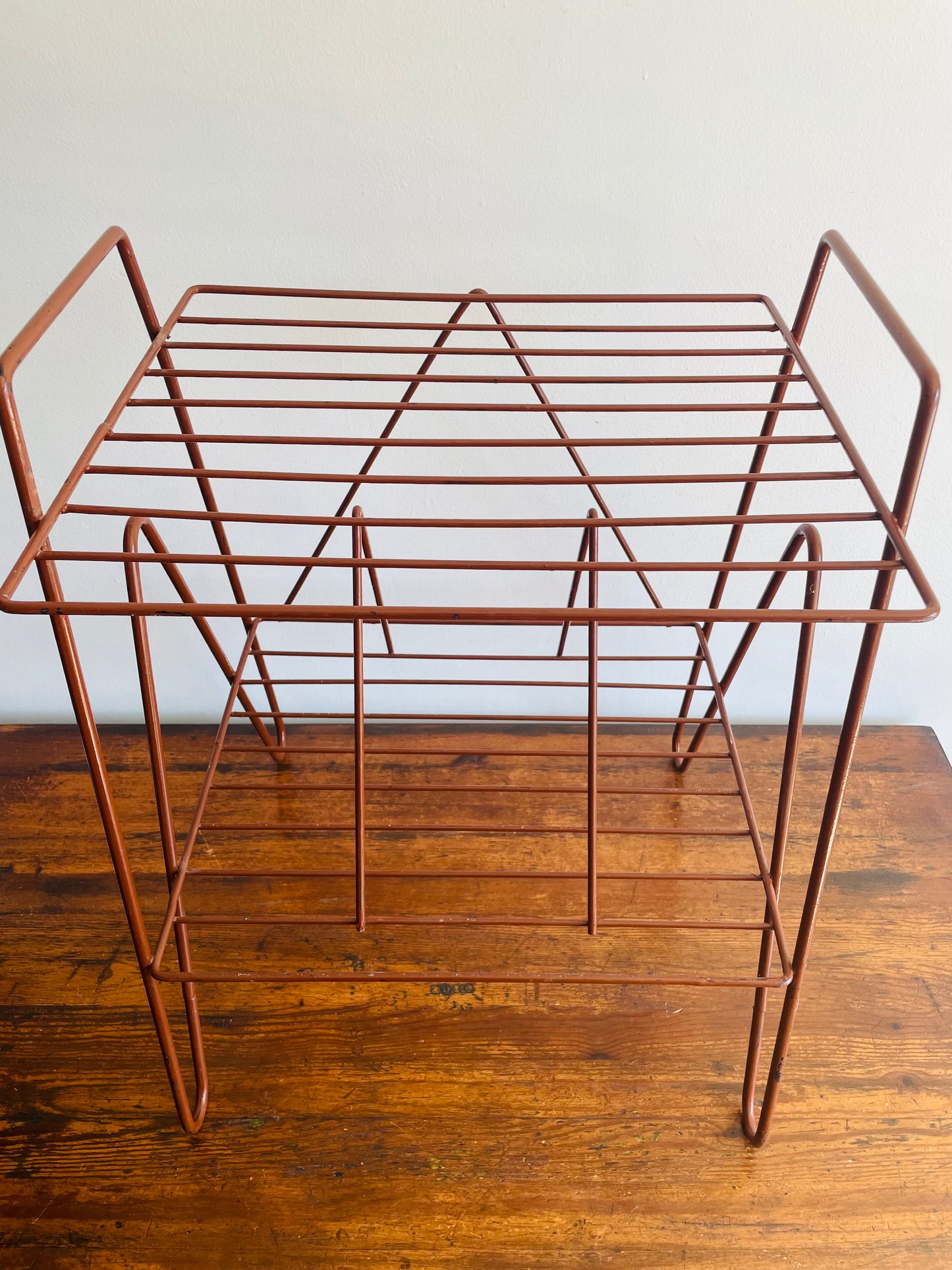 Mid Century Metal Record Player Stand Shelf With Organizer for Vinyl Records