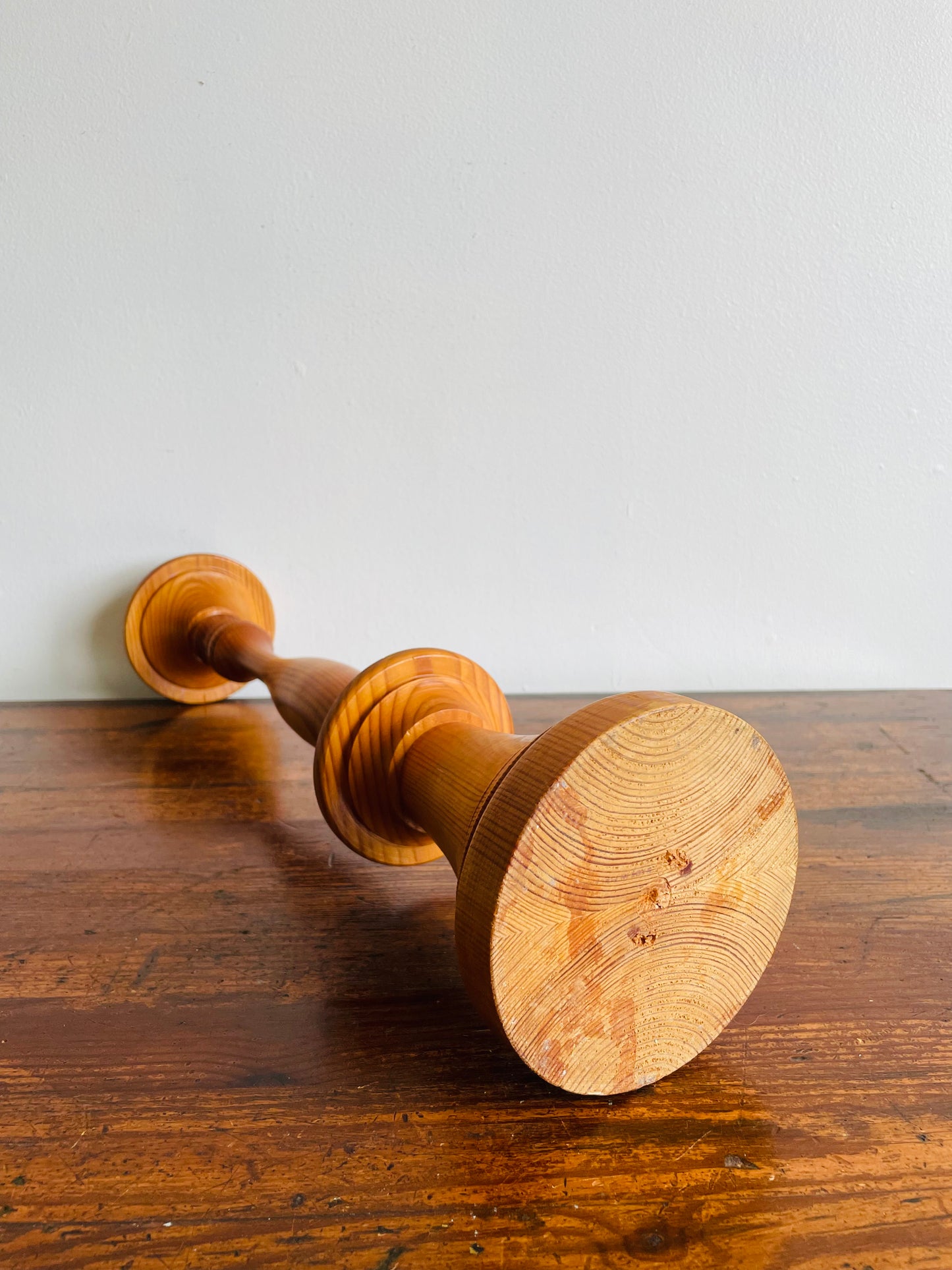 Tall Wood Candle Pillar Holder