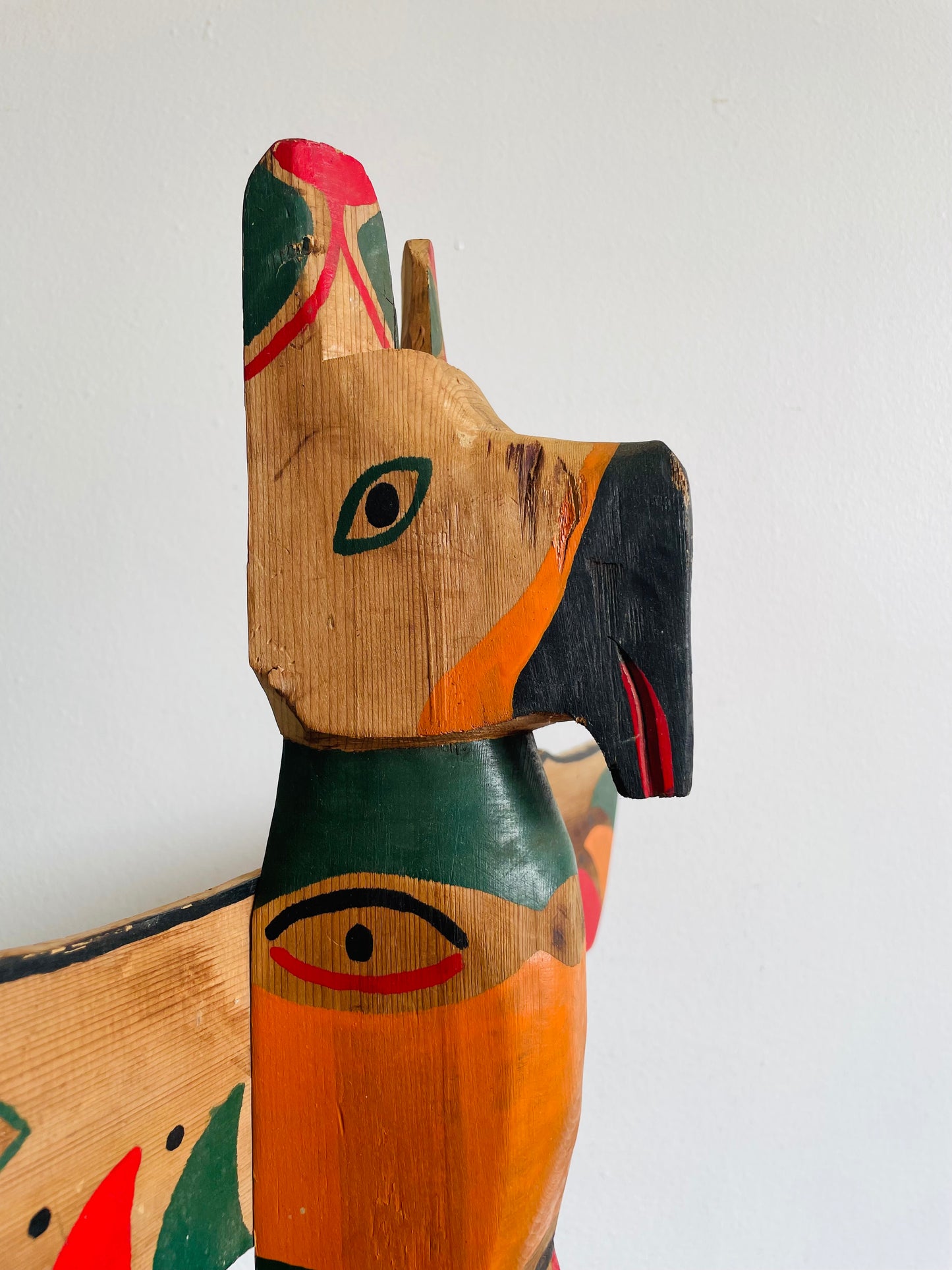 Handmade & Painted Carved Wood Totem Pole