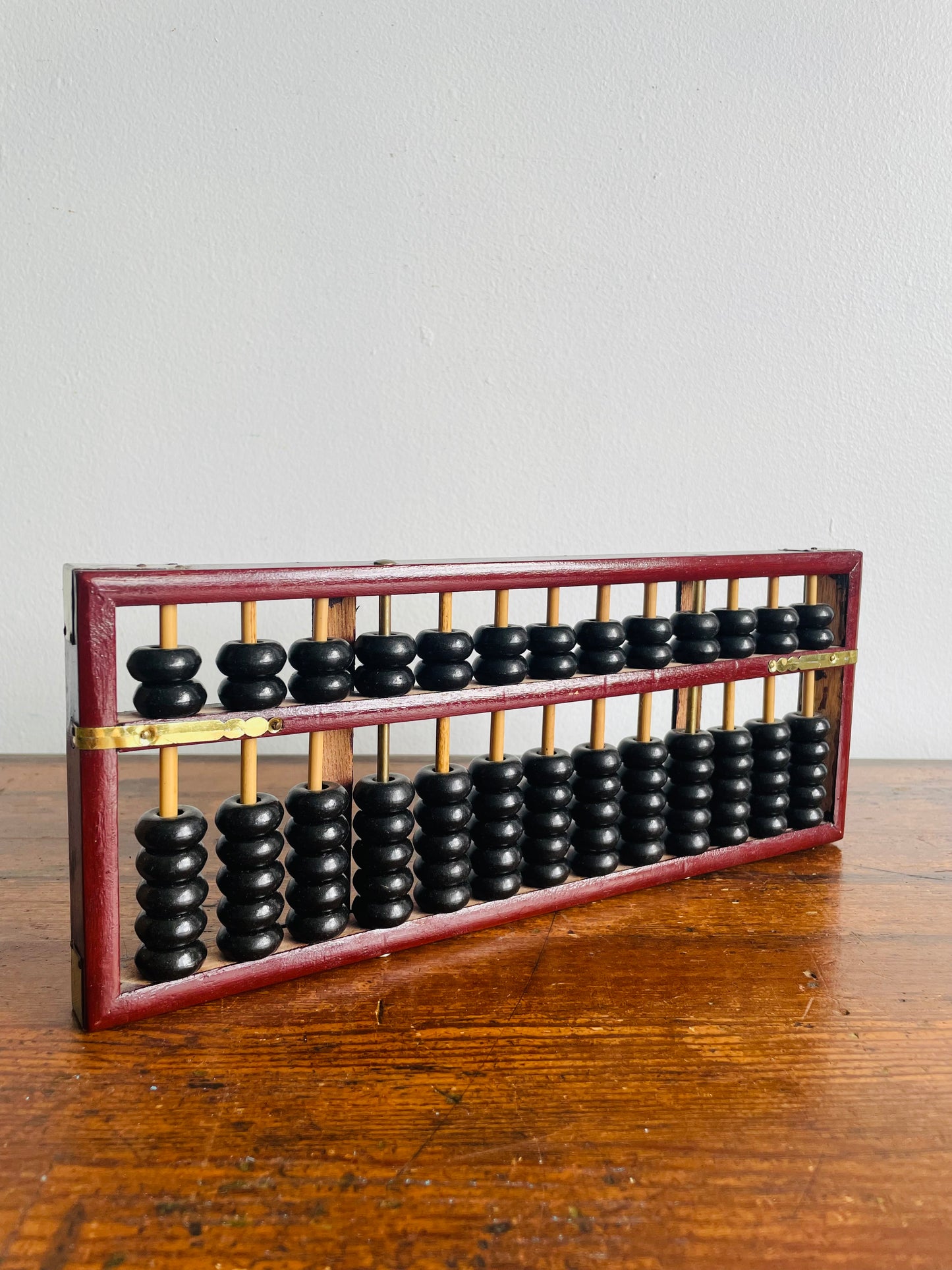 Wood Abacus Counting Beads with Frame & Brass Hardware