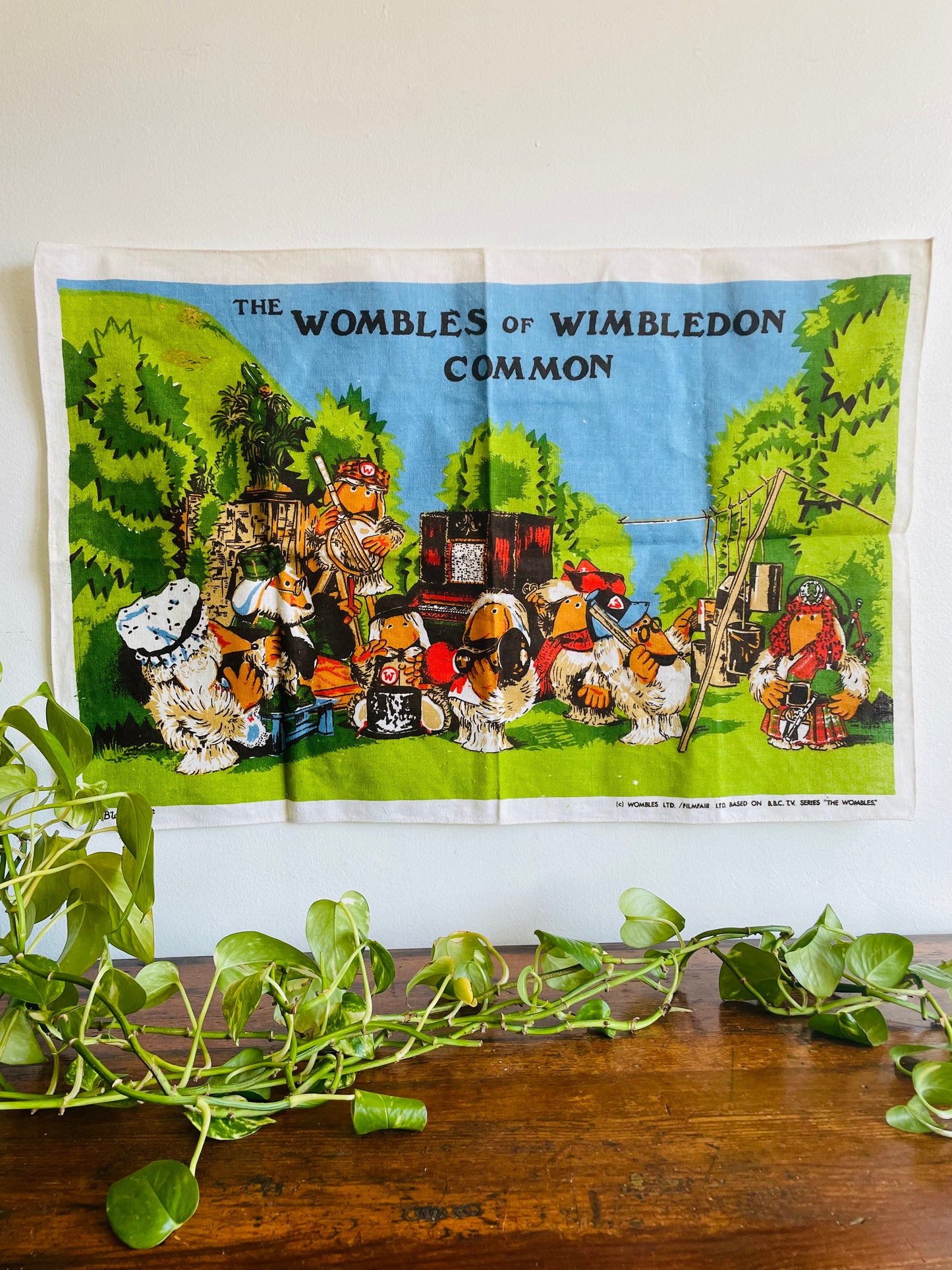 Brand New Vintage Blackstaff Linen Tea Towel - The Wombles of Wimbledon Common - Based on BBC TV Series "The Wombles"