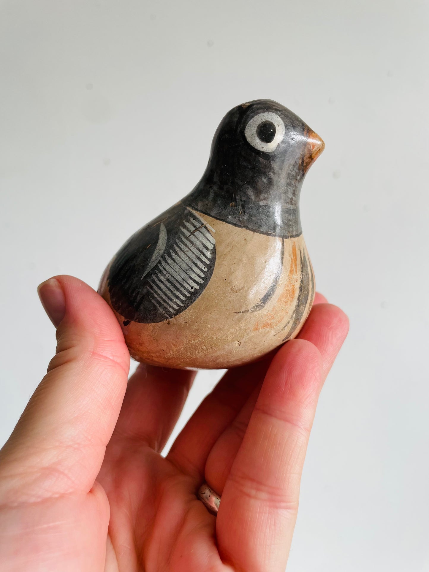 Vintage Mexican Tonala Pottery Bird Figurine