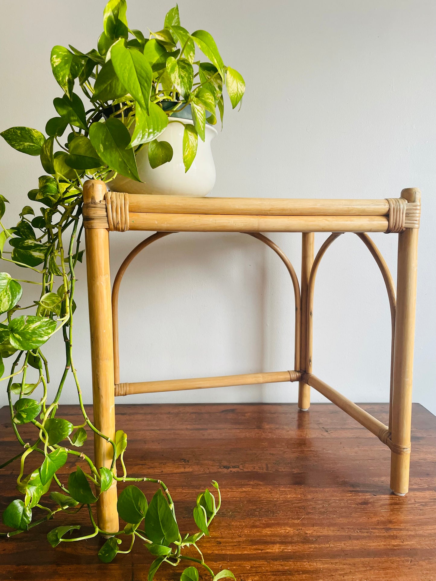 Rattan Wood Side Table